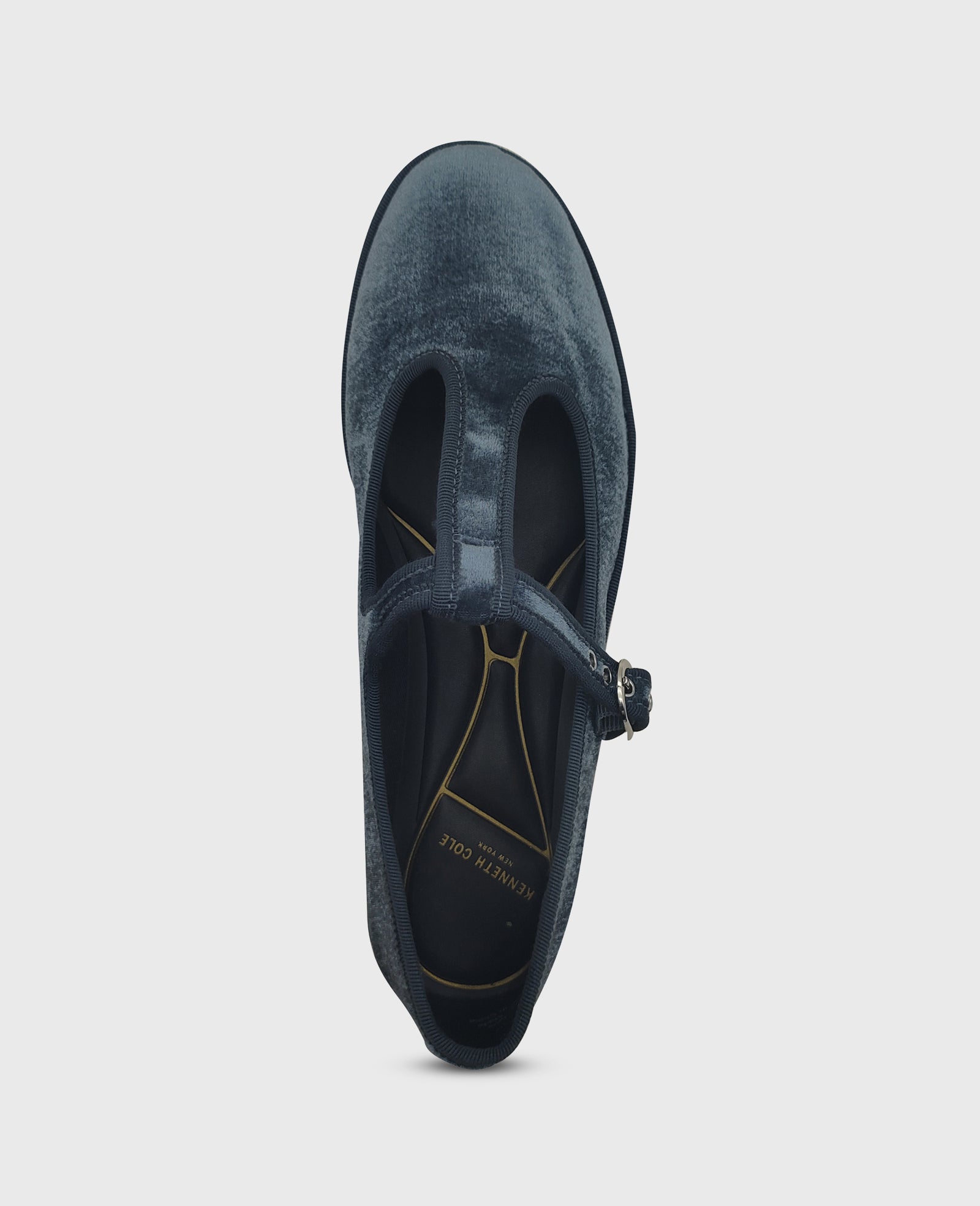 Kenneth Cole Reaction Shoes Verona Velvet T-Strap Mary Jane Flat blu