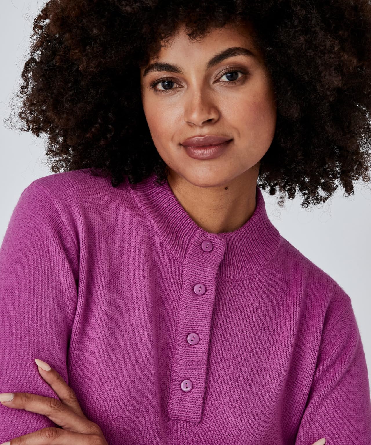 Damart Prêt-à-porter Maglione collo alto abbottonato viola malva 40