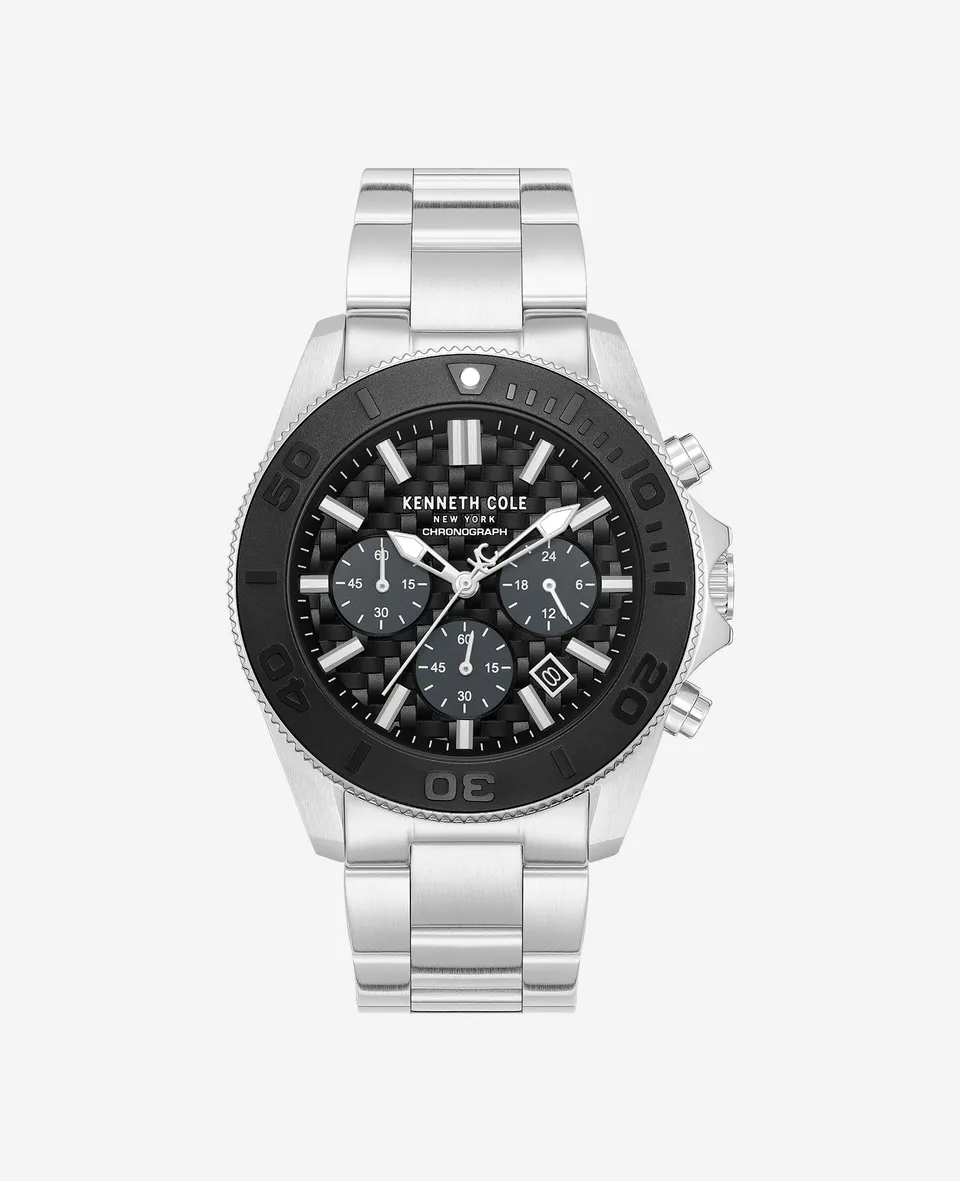 Kenneth Cole Reaction Chronograph Bracelet Watch orologio argento cronografo