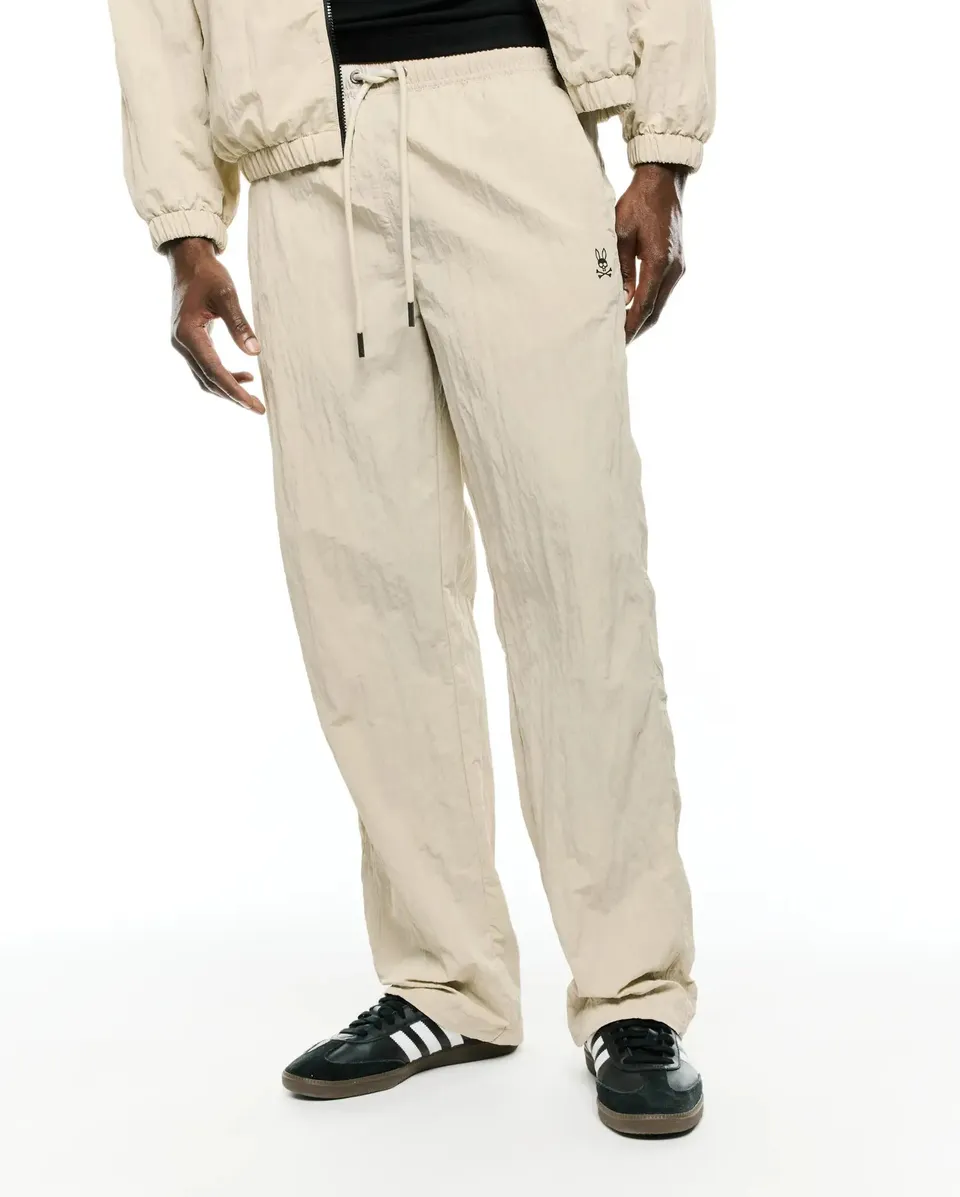 Psycho Bunny Men's Pants Alder Relaxed Fit Nylon Pants pantaloni beige