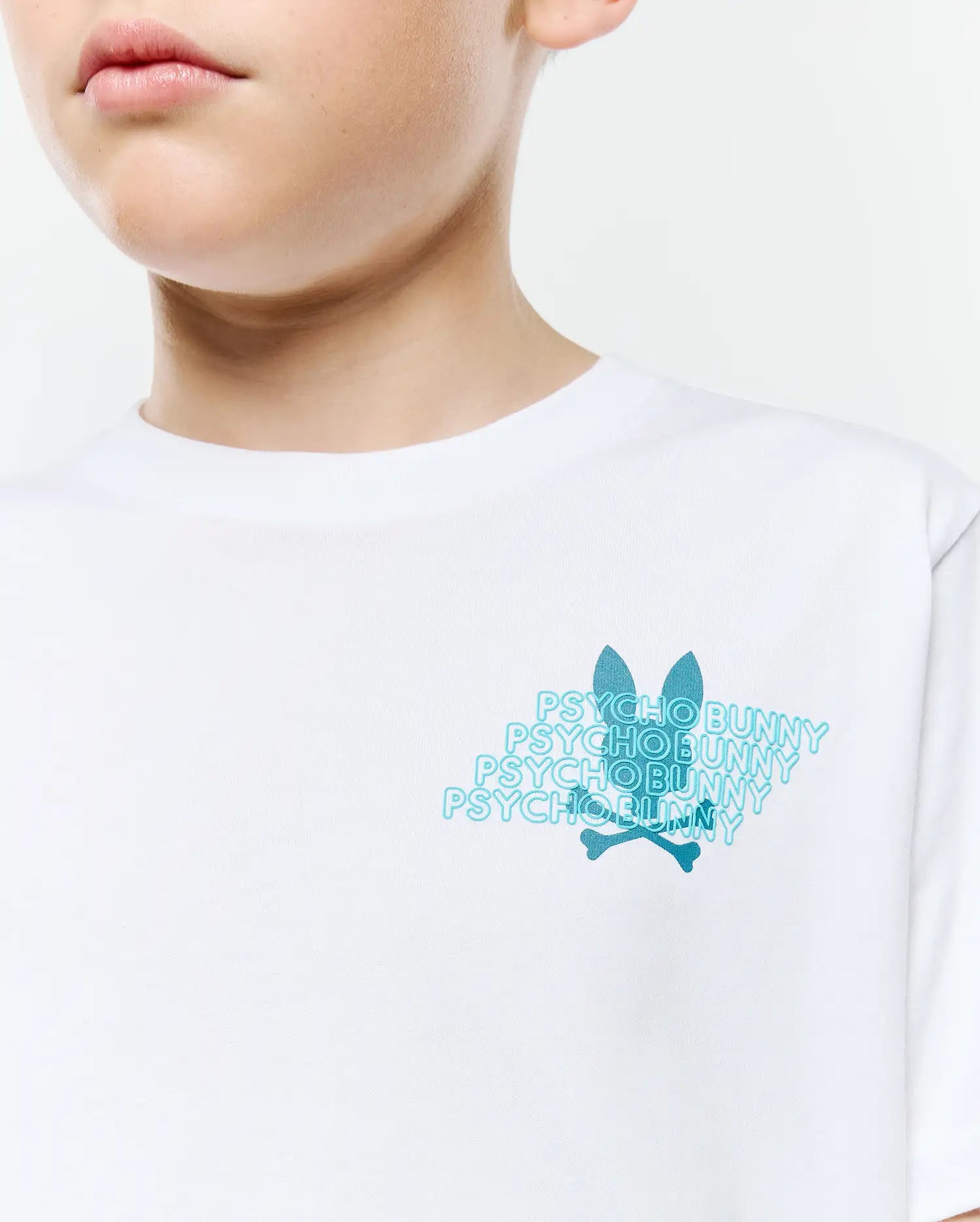 Psycho Bunny Kids Tees KIDS MAURICE BACK GRAPHIC TEE - KT0200307 t-shirt bianca in cotone Pima