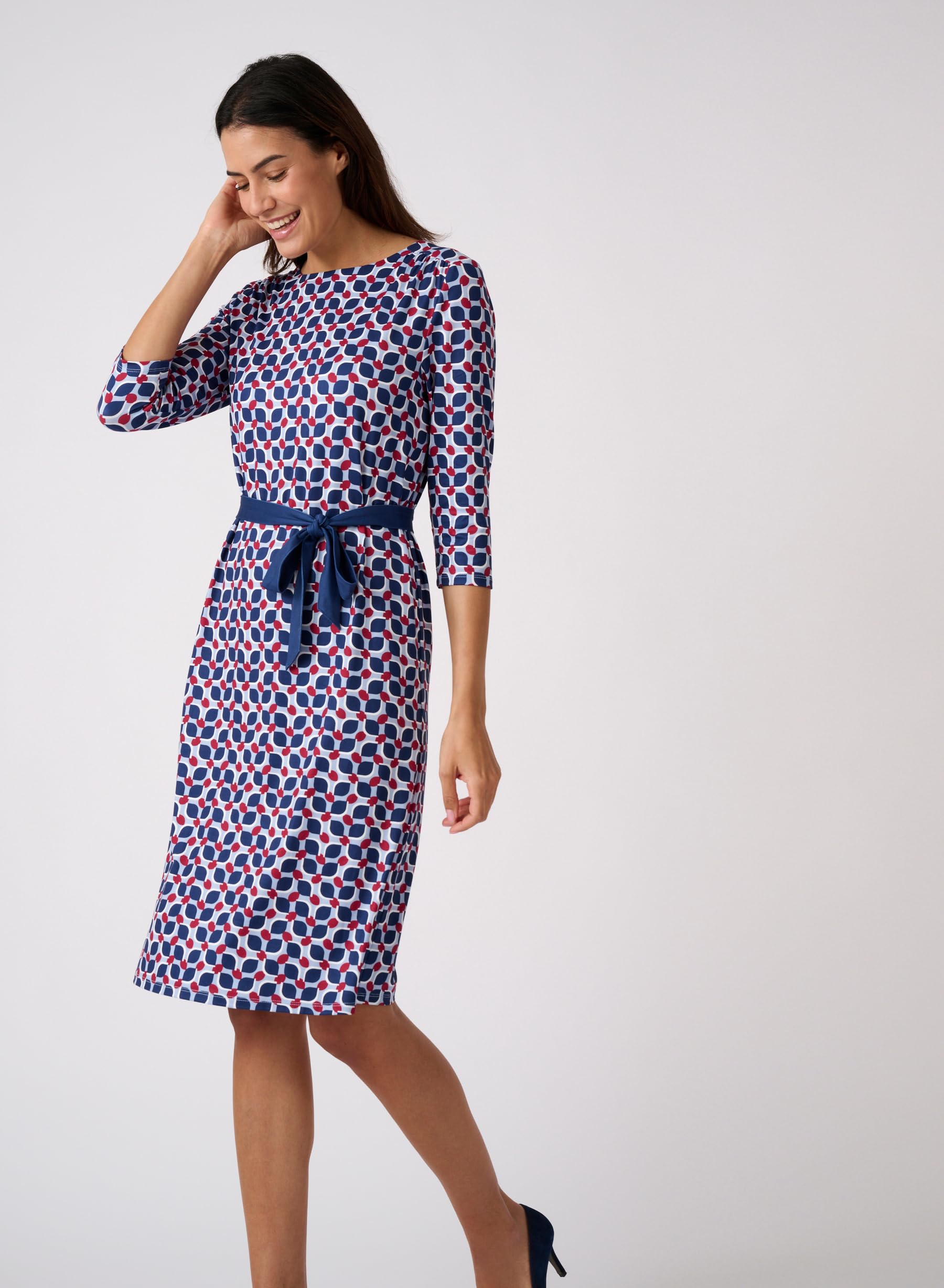 Damart Prêt-à-porter vestito donna stampa grafica 38-40 con cintura