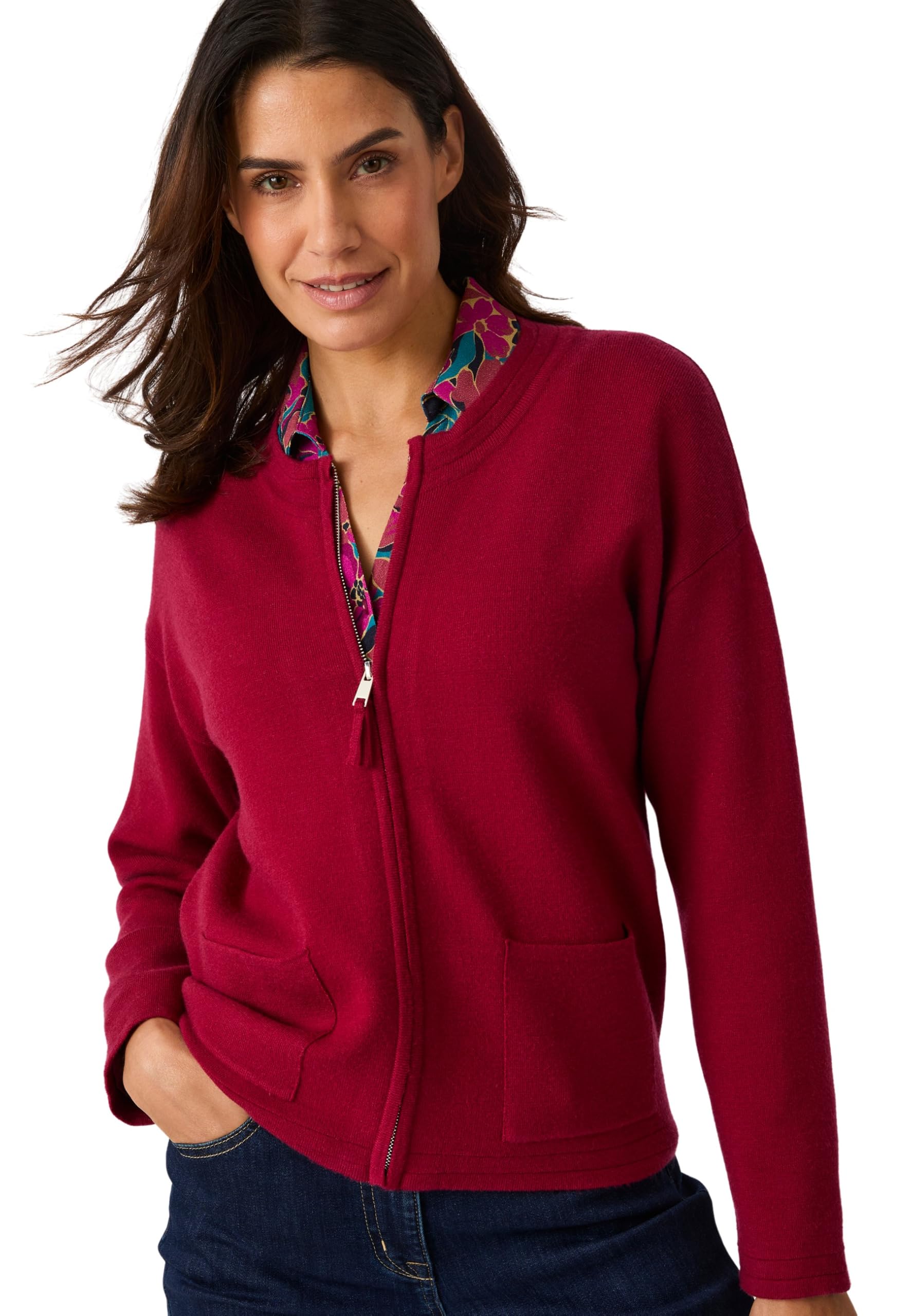Damart Prêt-à-porter Gilet da donna cardigan 38-40 blu marino con zip