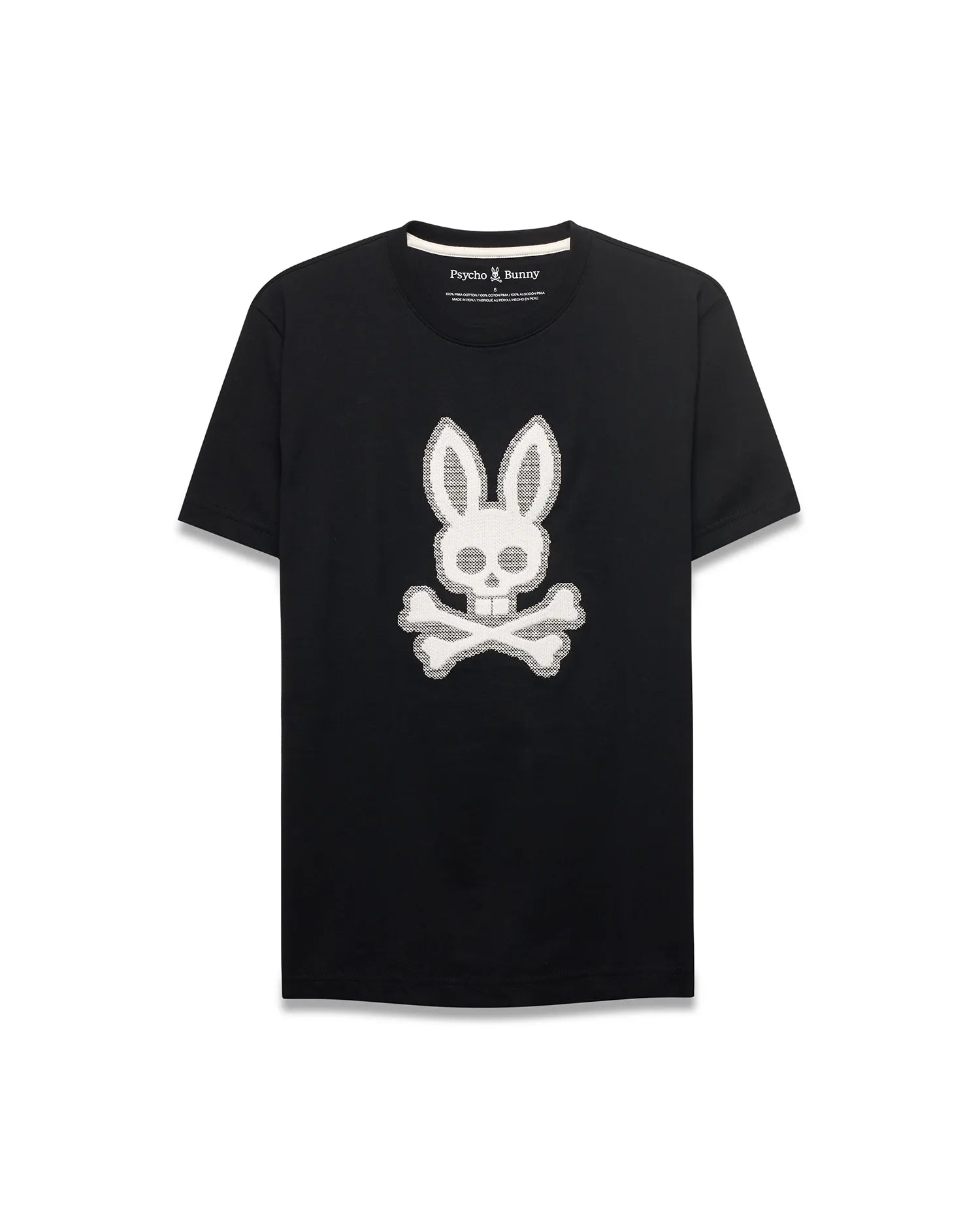 Psycho Bunny Men's Tees MEN'S SAMSON GRAPHIC TEE MT0200475 T-shirt nera ricamata