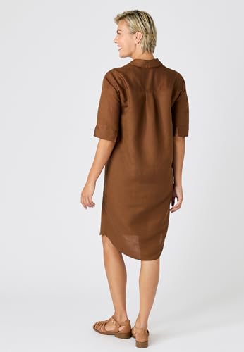 Damart Prêt-à-porter Abito Caftano Misto Lino Donna marrone scuro 44