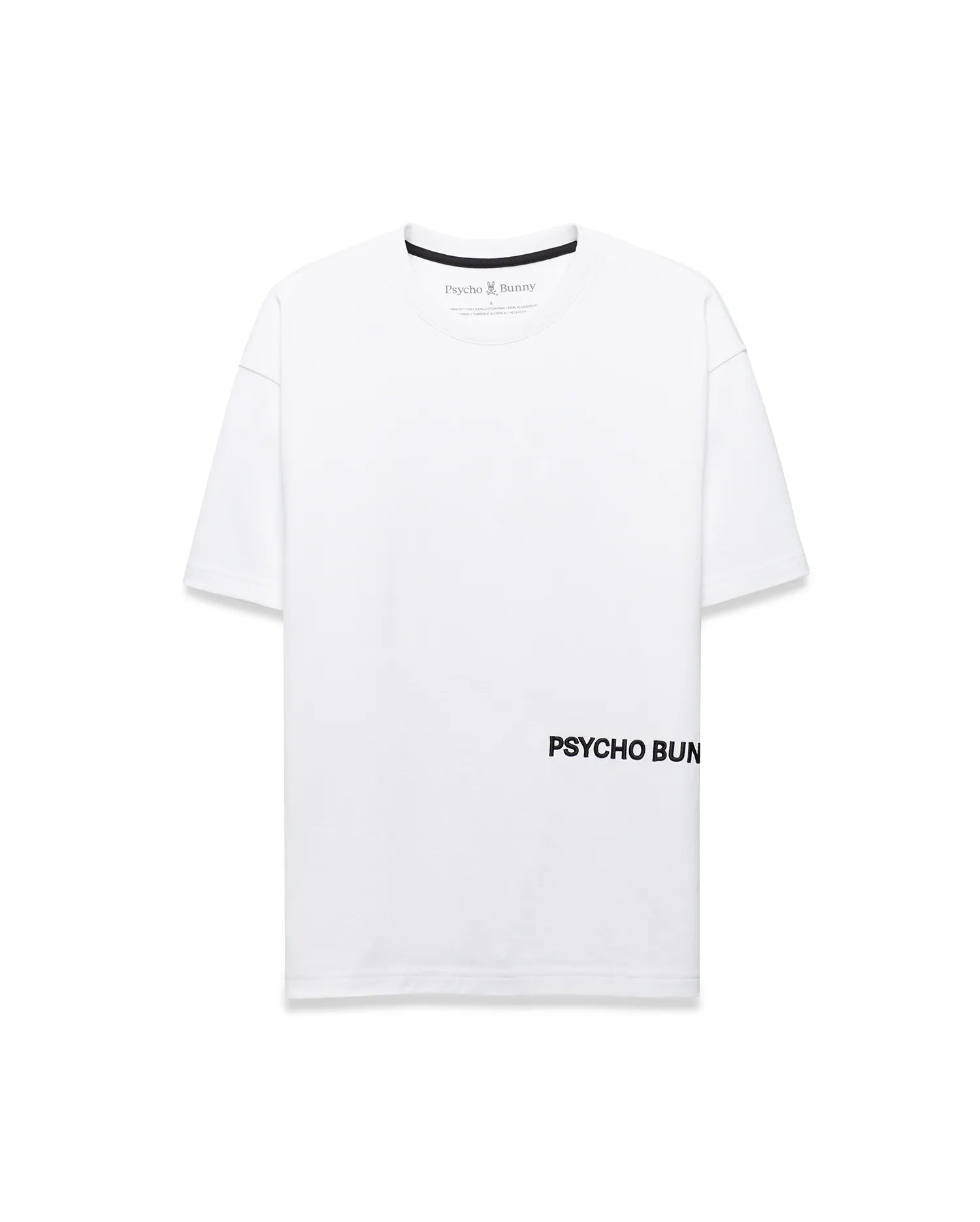 Psycho Bunny Men's Tees Haiden Oversized Tee MT0200355 T-shirt bianca cotone Pima