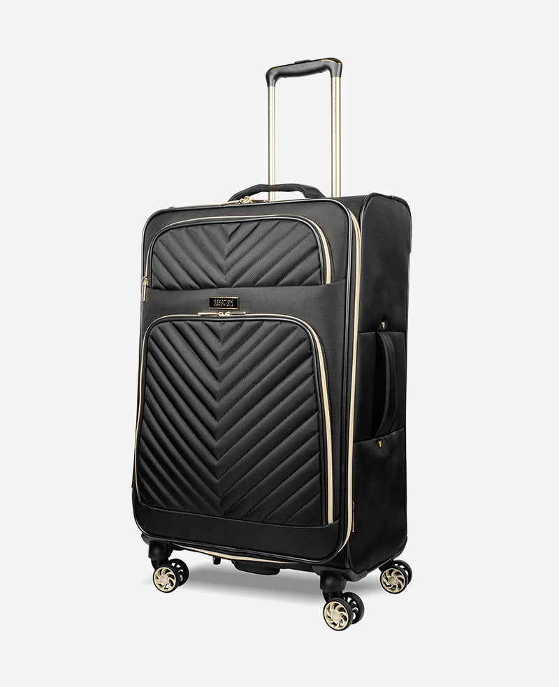 Kenneth Cole Reaction Luggage Chelsea Chevron Quilted Expandable Suitcase valigia nera