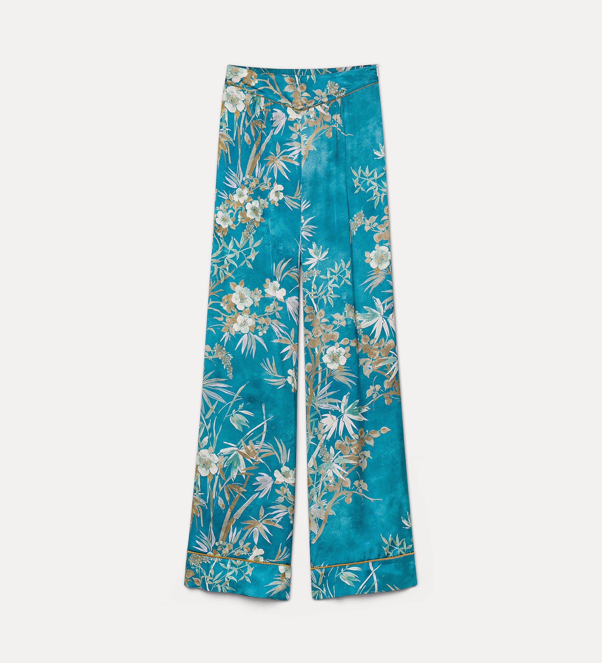 Forte pantaloni le bambou secret satin flared trousers pantaloni jade svasati