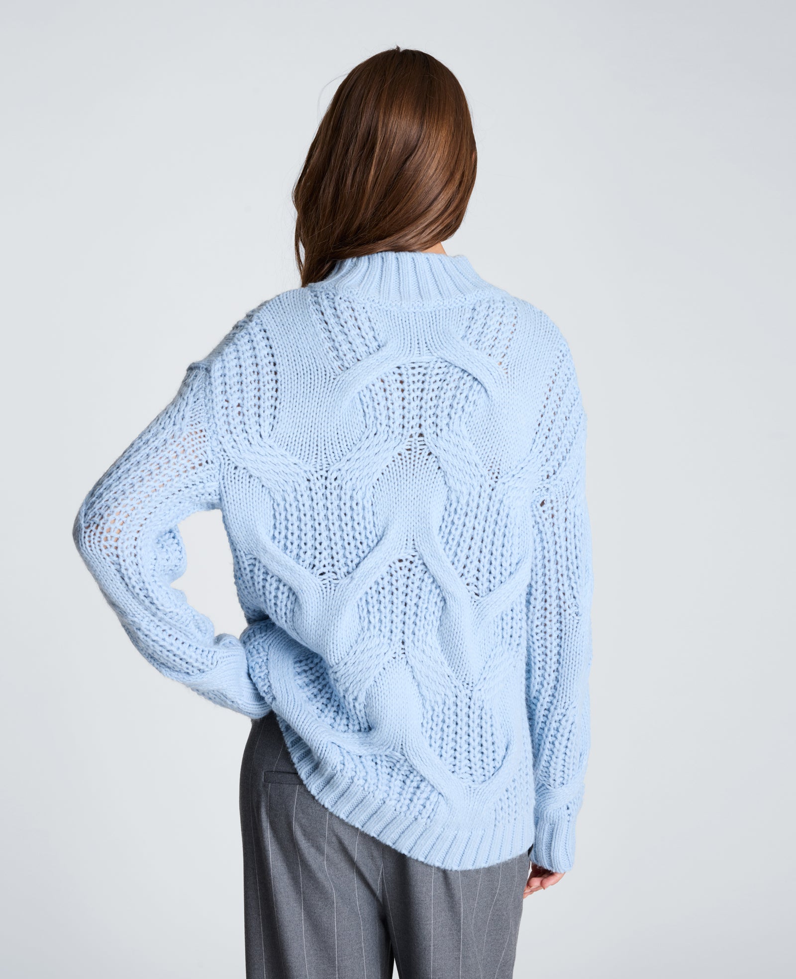 Kenneth Cole Reaction Clothing Oversized Cable Mock Neck Sweater maglione blu oversize