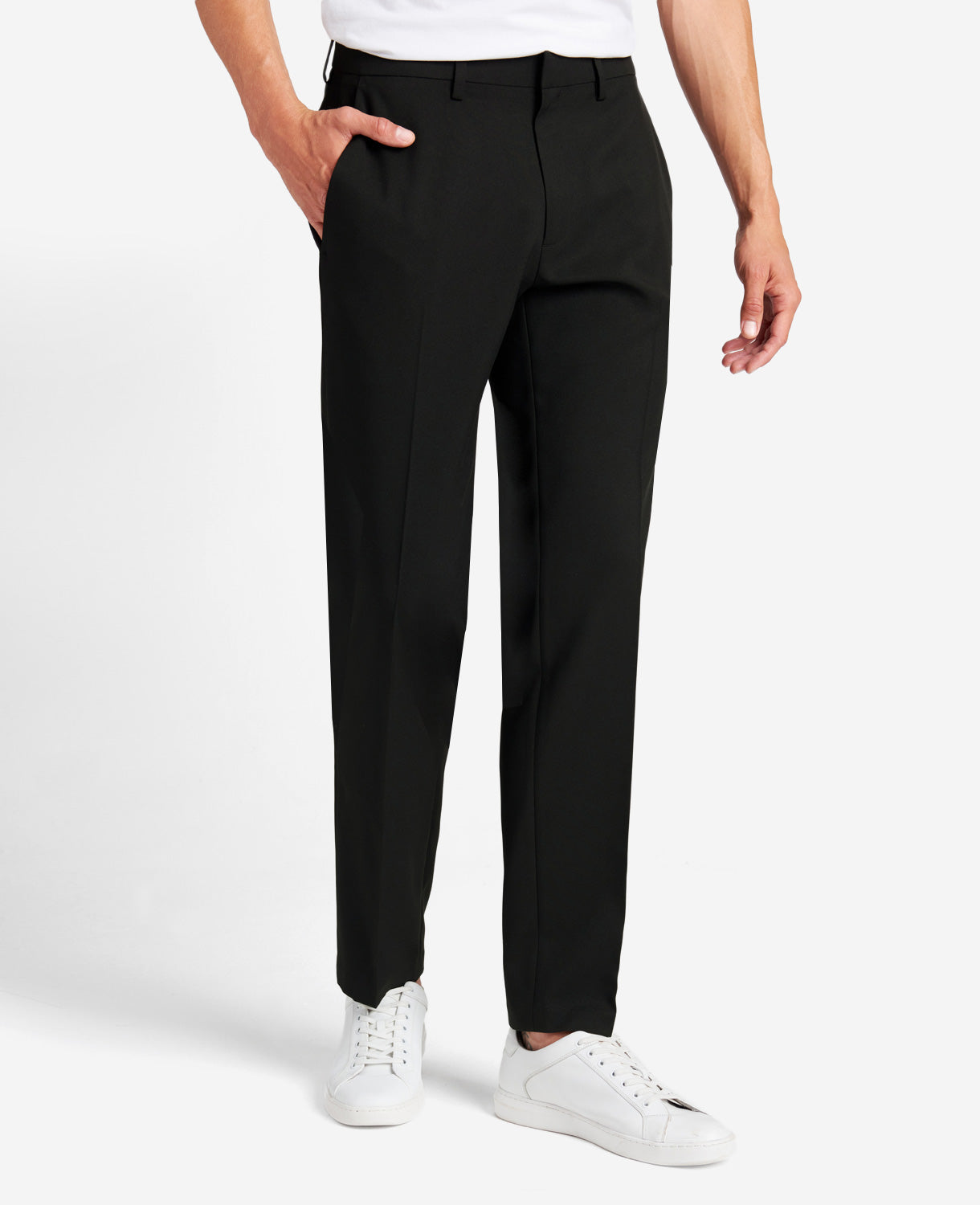Kenneth Cole Reaction Modern-Fit Micro Check Stretch Trouser pantaloni neri 32/29 elasticizzati