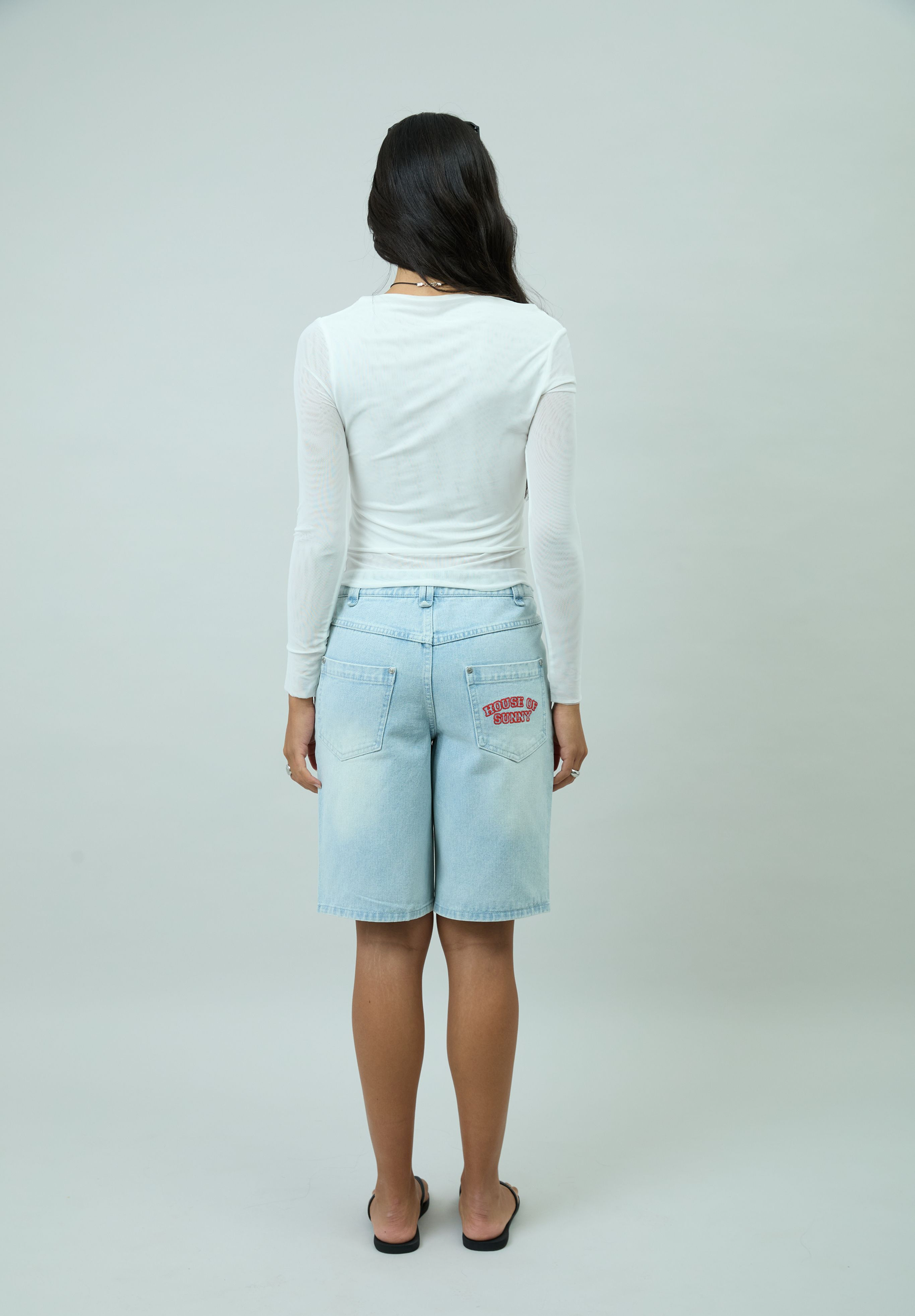 House Of Sunny Womens Tops White Long Sleeve Double Layer Top maglia