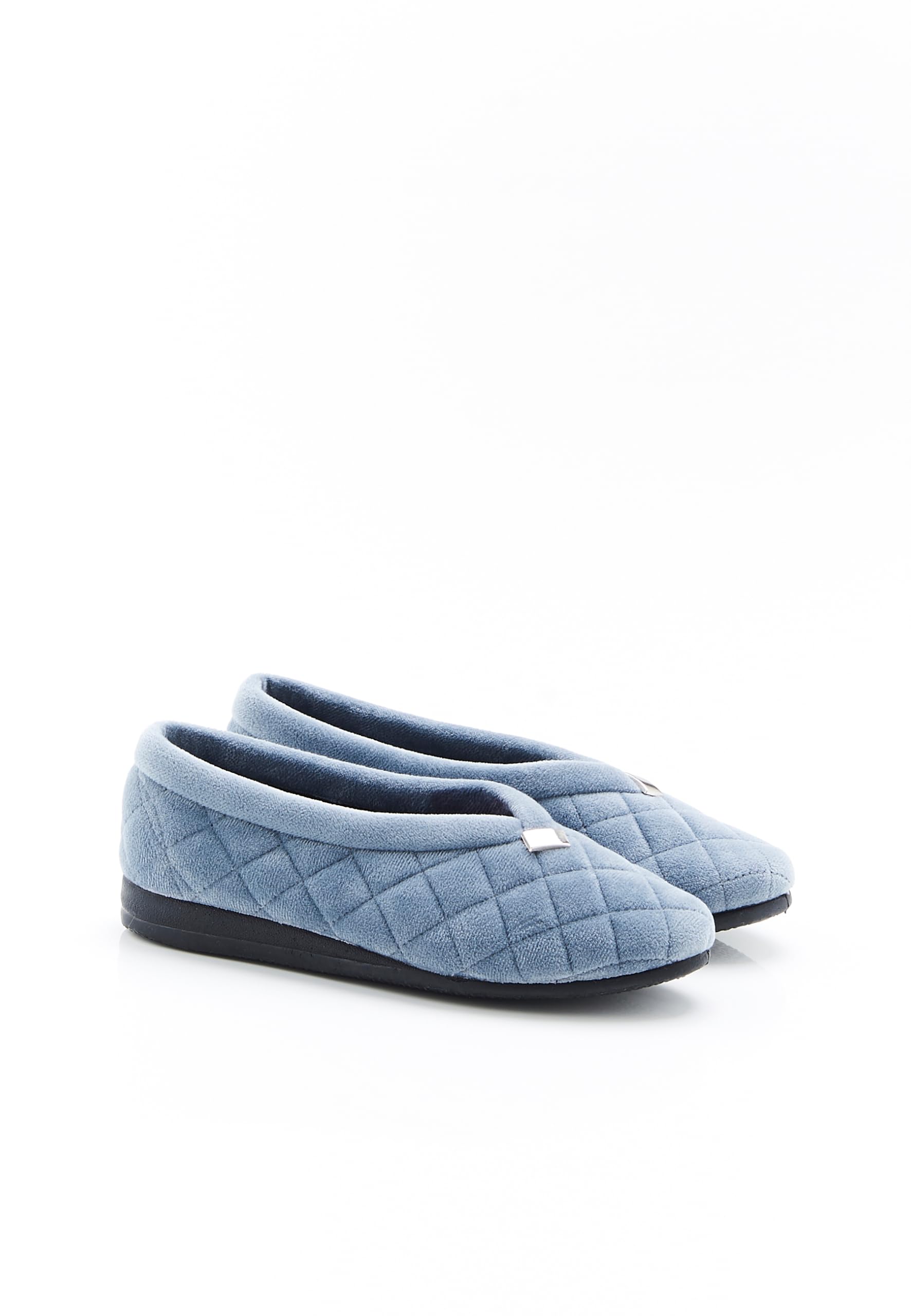 Damart Calzature pantofole da donna in velluto trapuntato blu
