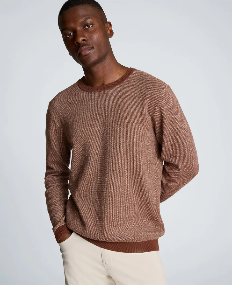 Kenneth Cole Reaction Clothing Sweater Crewneck maglione marrone cotone