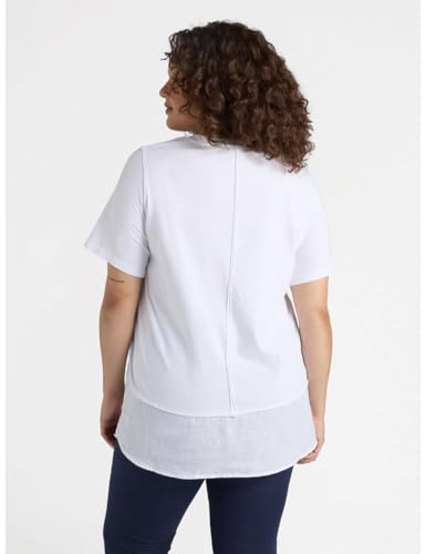 Fiorella Rubino Top e t-shirt T-Shirt Boxy in Due Tessuti cotone e lino
