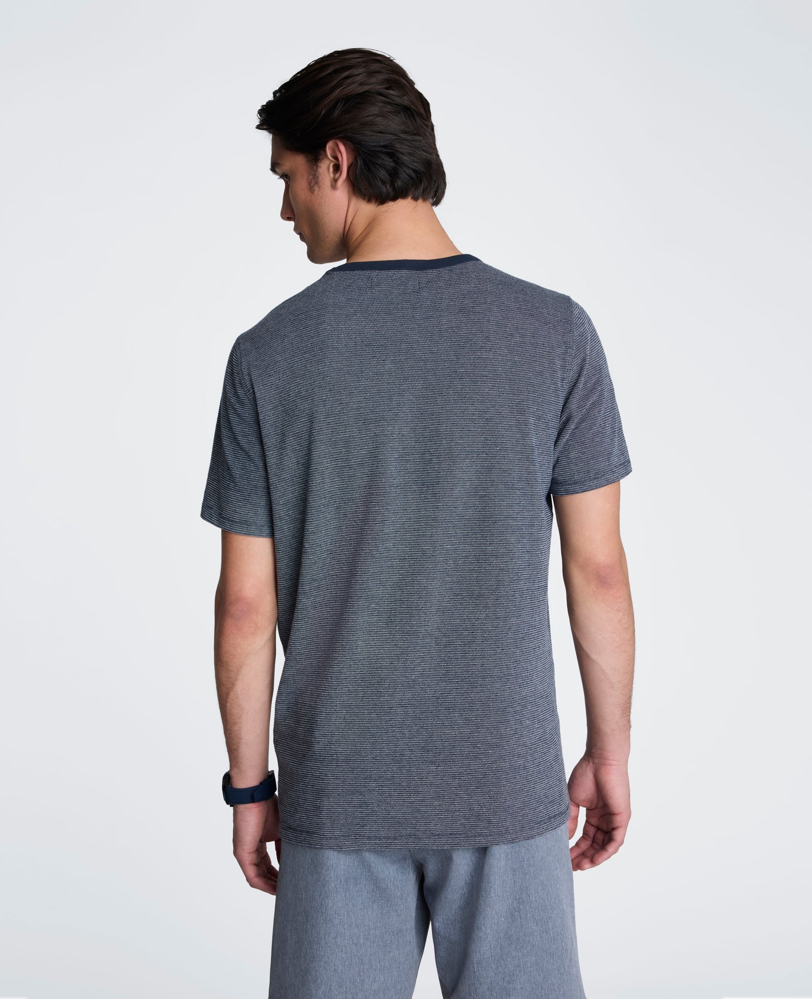 Kenneth Cole Reaction Clothing Textured Logo Tee maglietta Navy Mix cotone