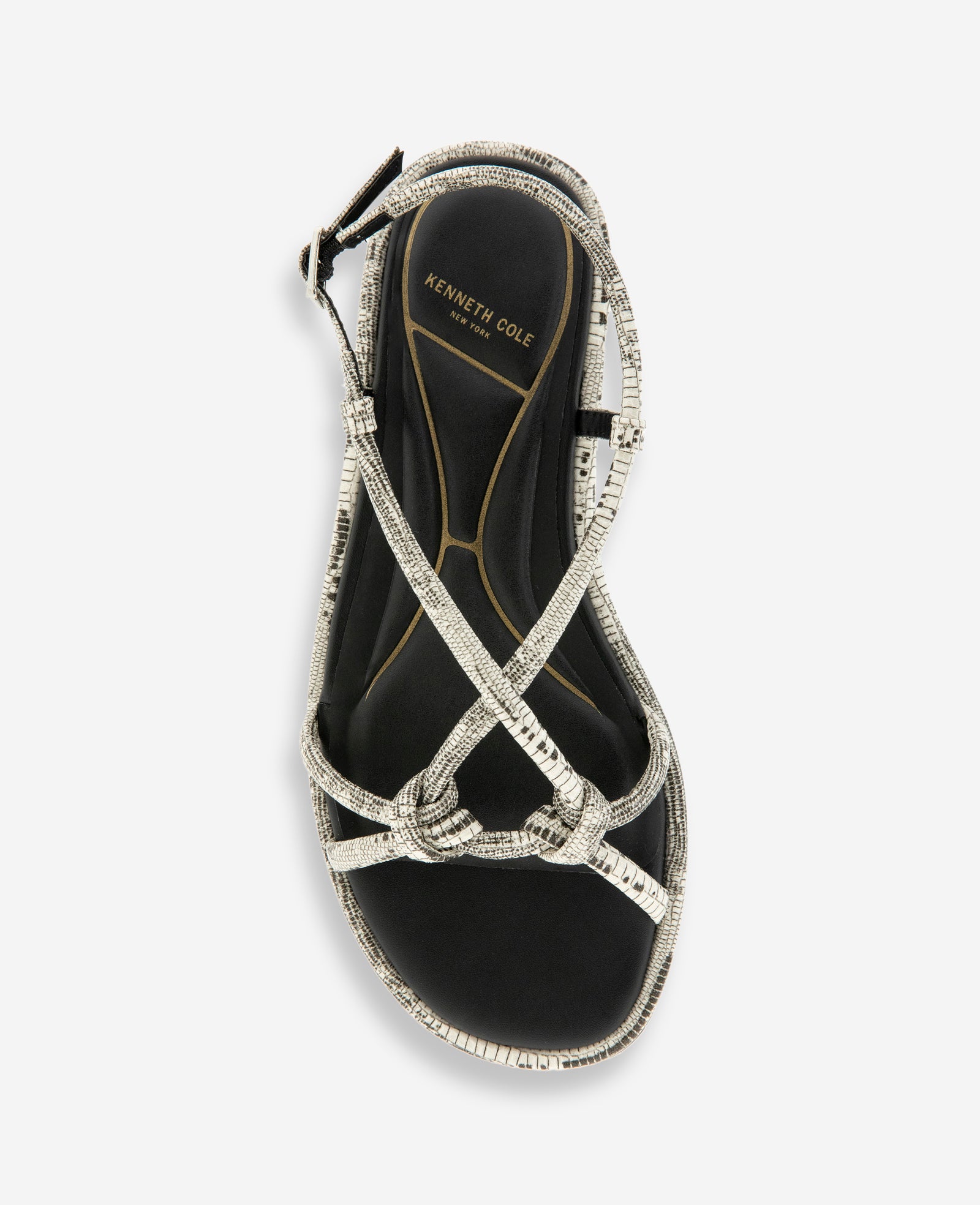 Kenneth Cole Reaction Shoes Paria Embossed Knot Detail Sandal bianco nero