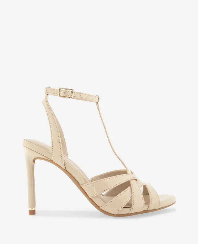 Kenneth Cole Reaction Shoes Liona Patent T-Strap sandalo Warm Sand 5-11 tacco