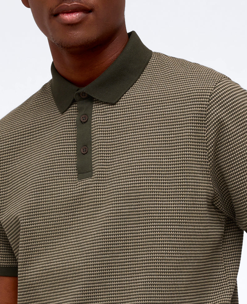 Kenneth Cole Reaction Clothing Contrast Placket Button Polo polo verde