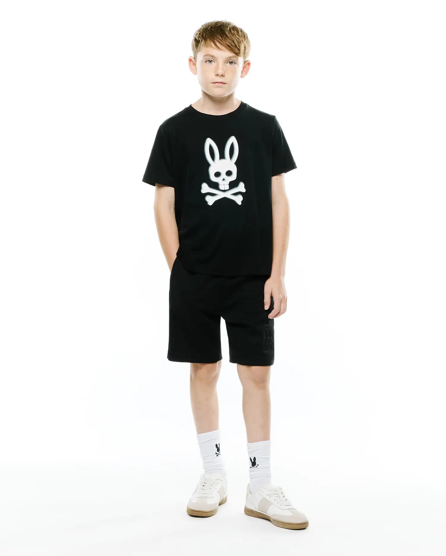 Psycho Bunny Kids Tees Emmanuel Graphic Tee KT0200240 maglietta nera Pima