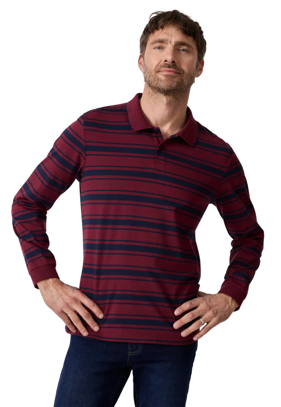 Damart Prêt-à-porter polo a maniche lunghe in maglia jersey rossa S
