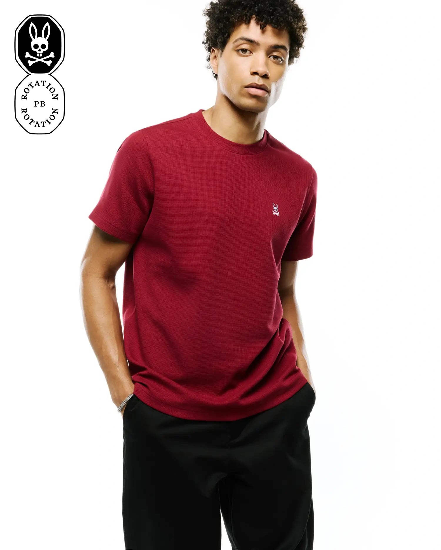 Psycho Bunny Men's Tees Maxton Waffle Tee MT0200325 T-shirt Rumba Red
