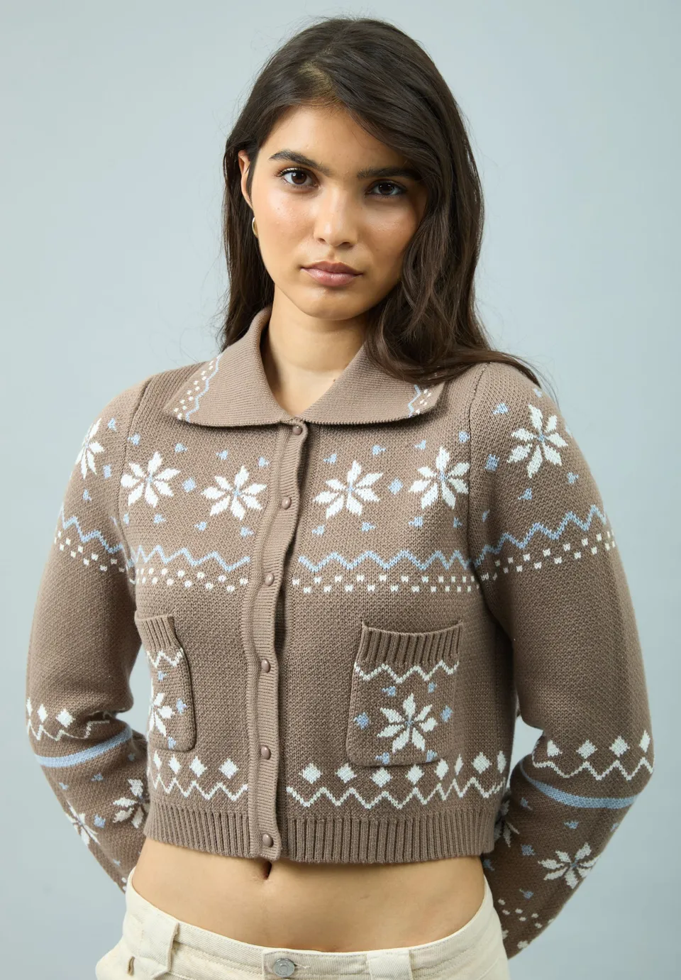 House Of Sunny Women's Knitwear FAIRAISLE TRIPPER cardigan UK 6–18 con sciarpa