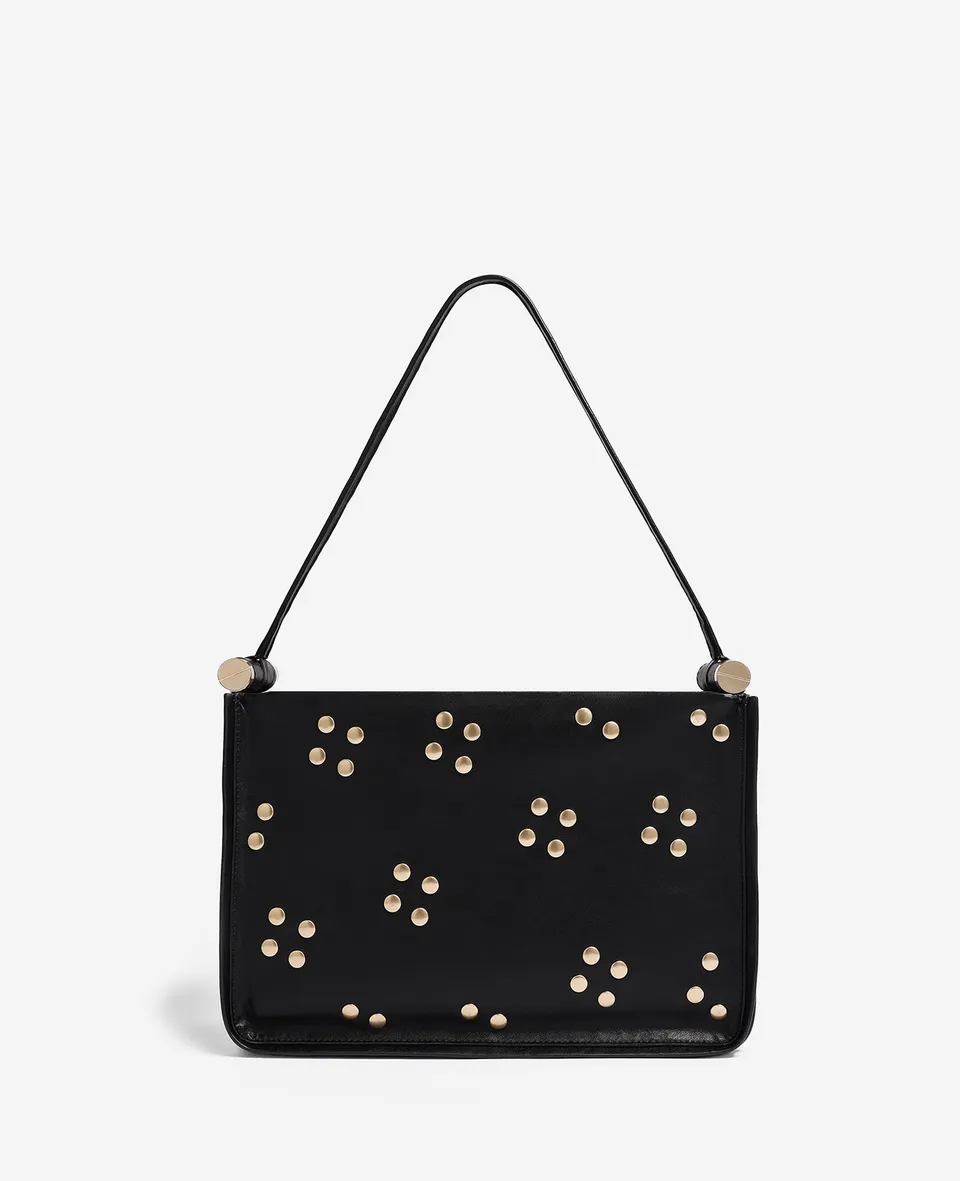 Kenneth Cole Reaction Bags Highline Floral Stud Large Top Handle Bag borsa nera grande in pelle