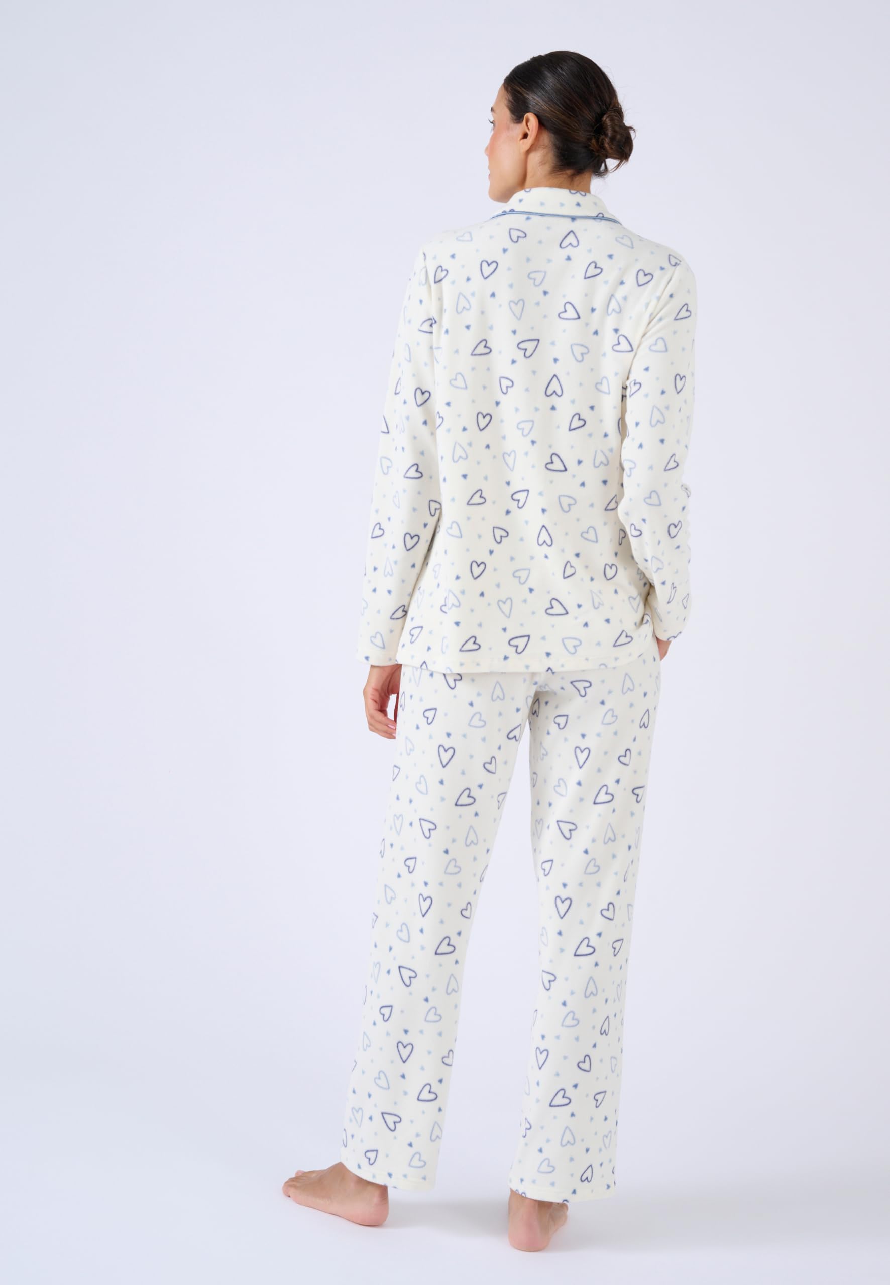 Damart Homewear Pigiama Thermolactyl in pile termico donna blu stampato