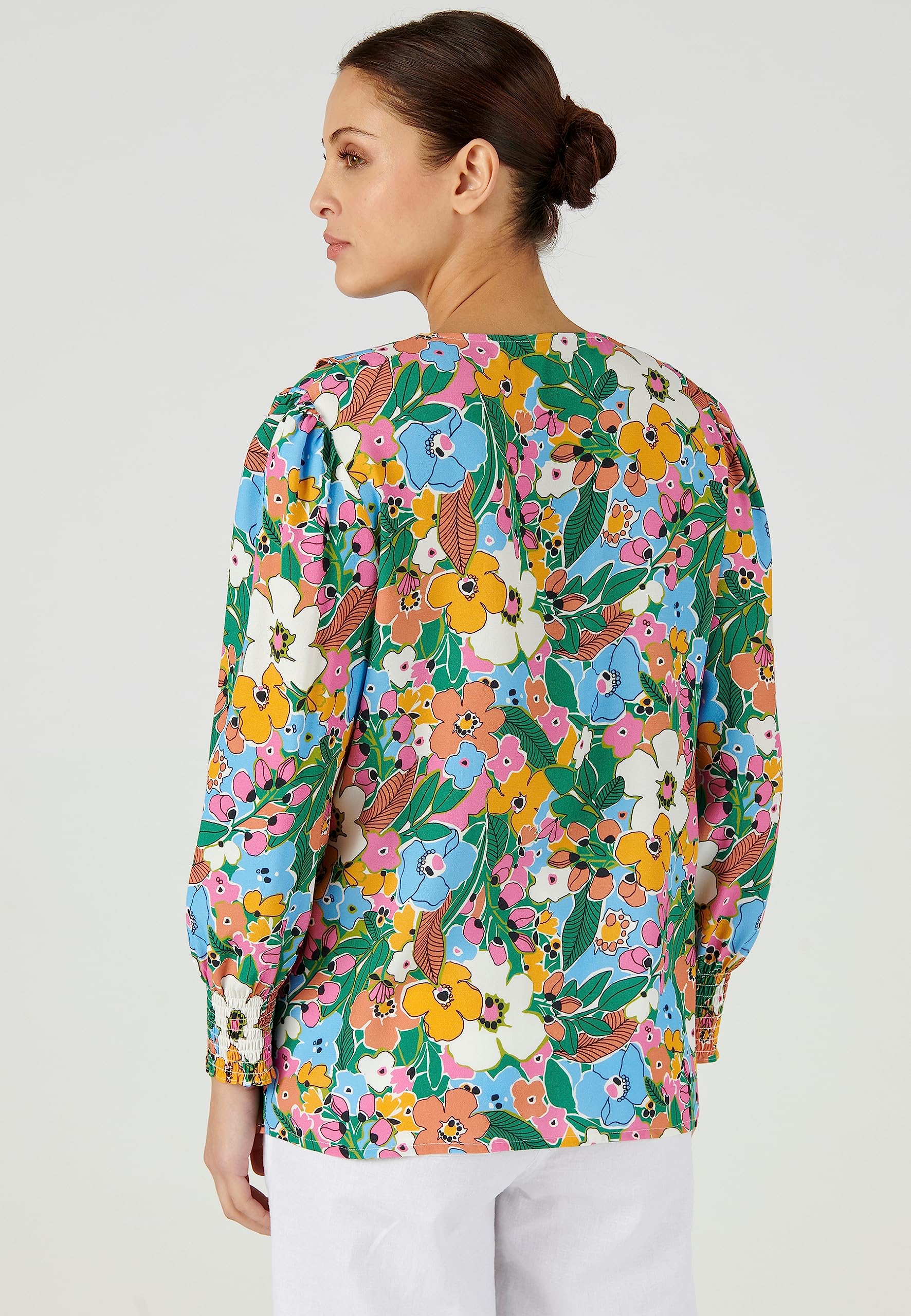 Damart Prêt-à-porter Blusa stampata con volant 42 in viscosa