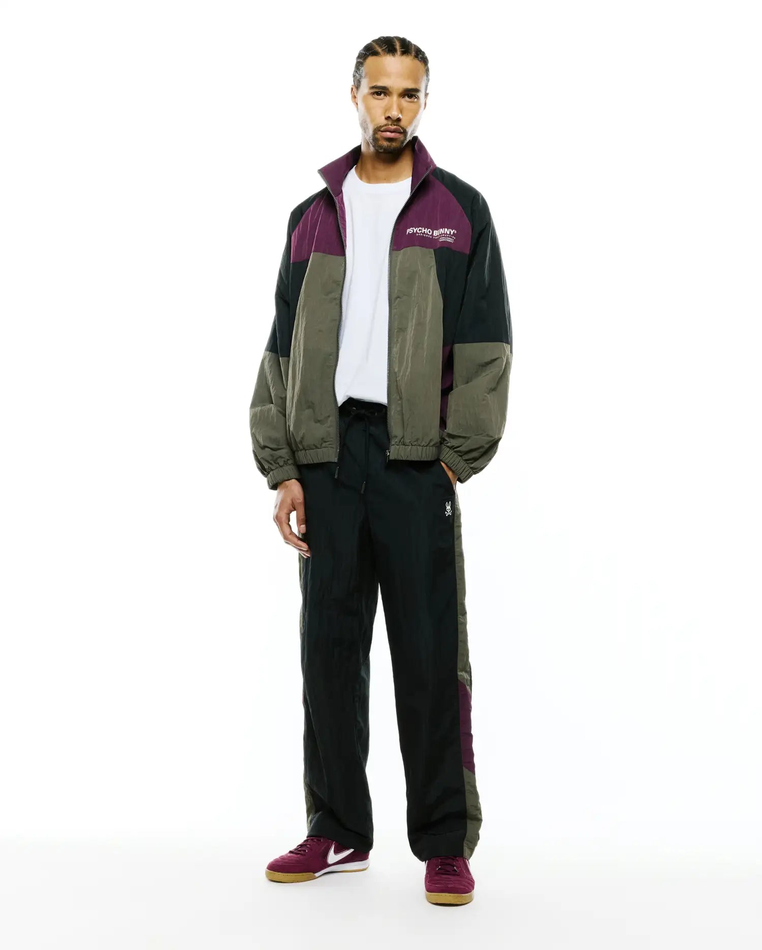Psycho Bunny Men's Pants Alder Nylon Colorblock Pants pantaloni neri
