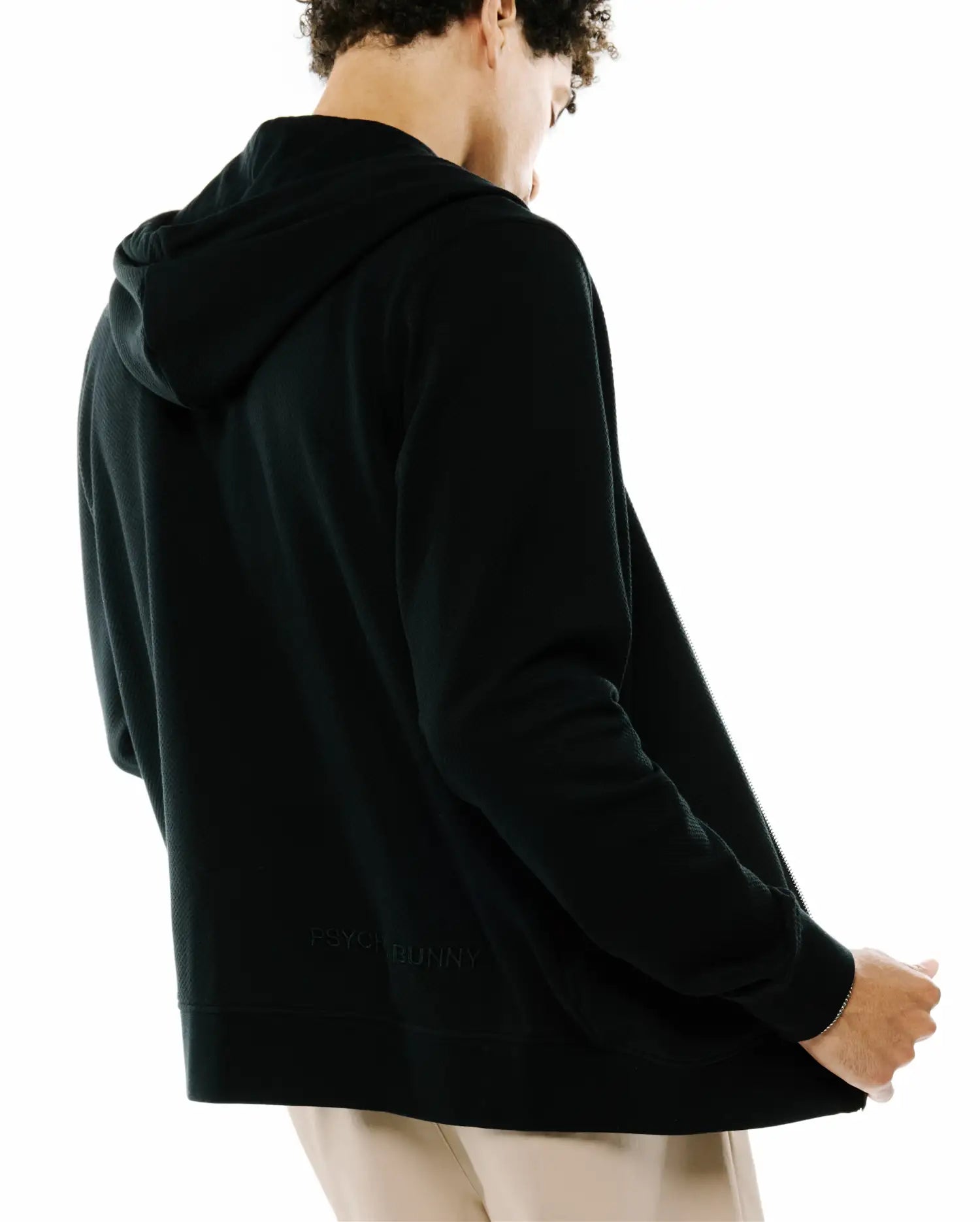 Psycho Bunny Men's Sweatshirts & Hoodies Marc Textured Full Zip Hoodie felpa nera