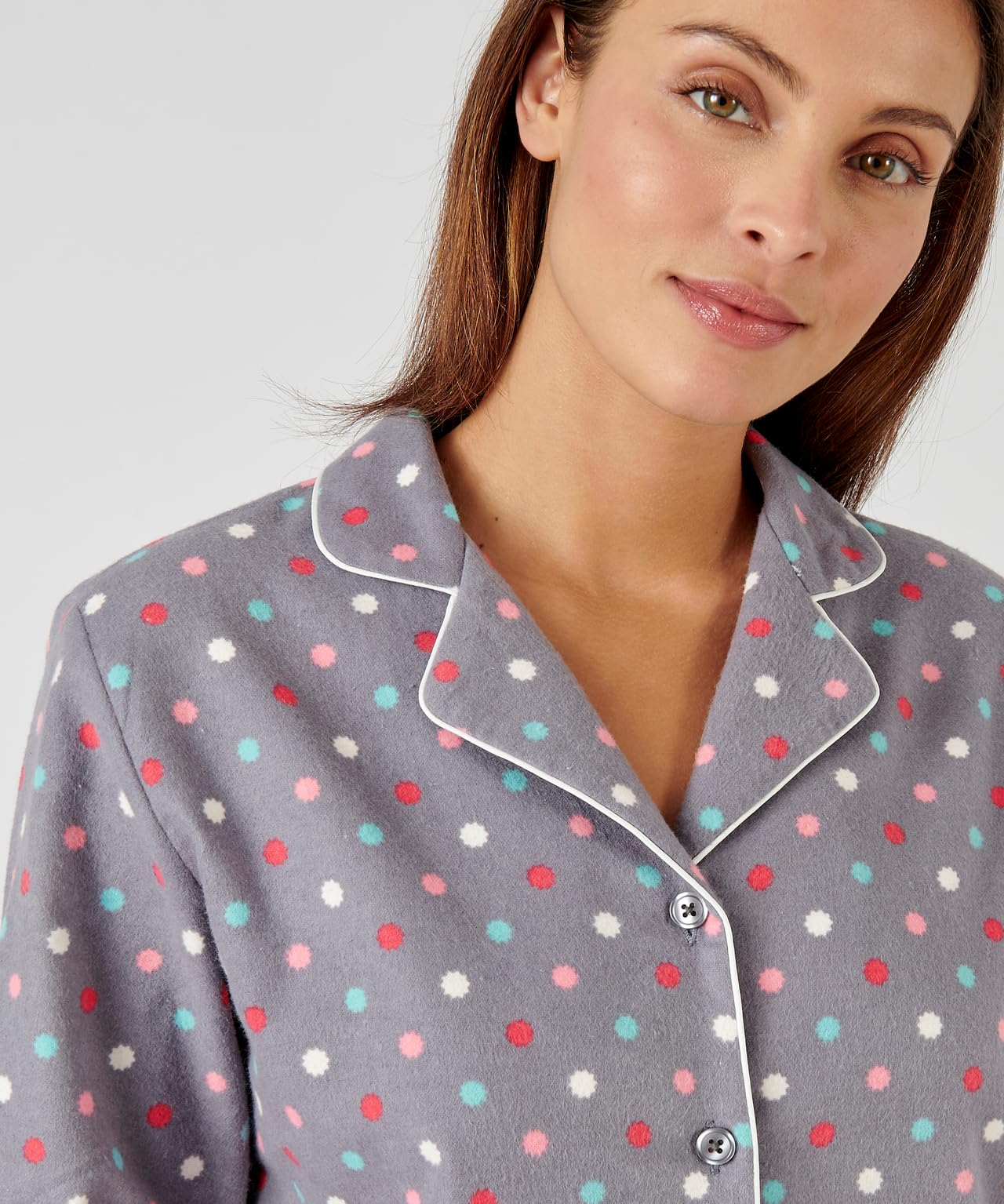 Damart Homewear Pigiama in flanella di cotone donna grigio piselli S