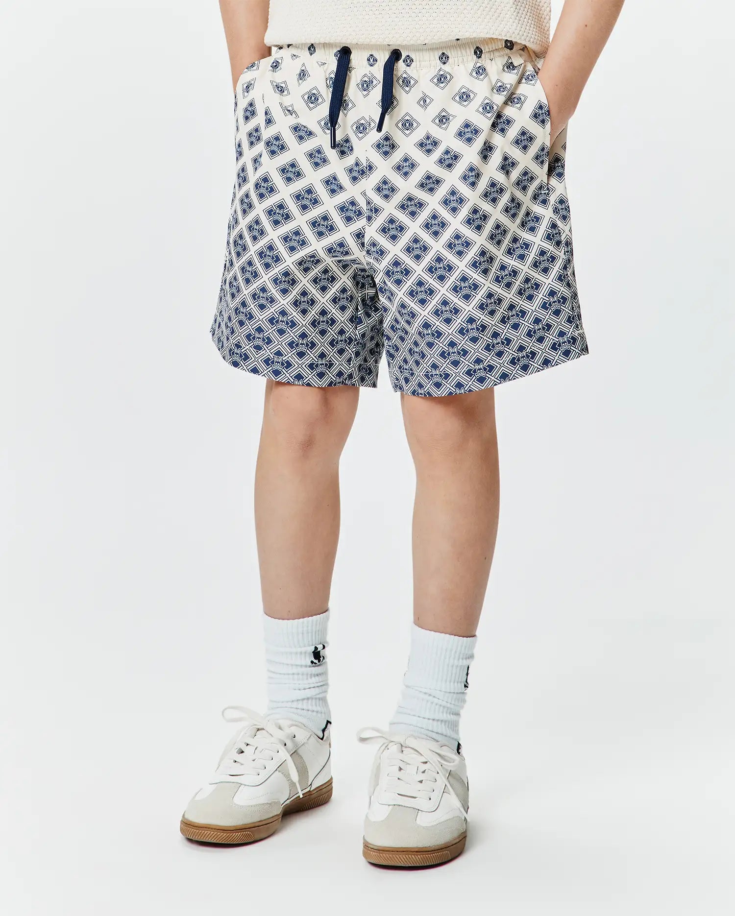 Psycho Bunny Kids Swimwear Tobias Swim Trunk 6 KB1000054 costume bianco 6 pollici