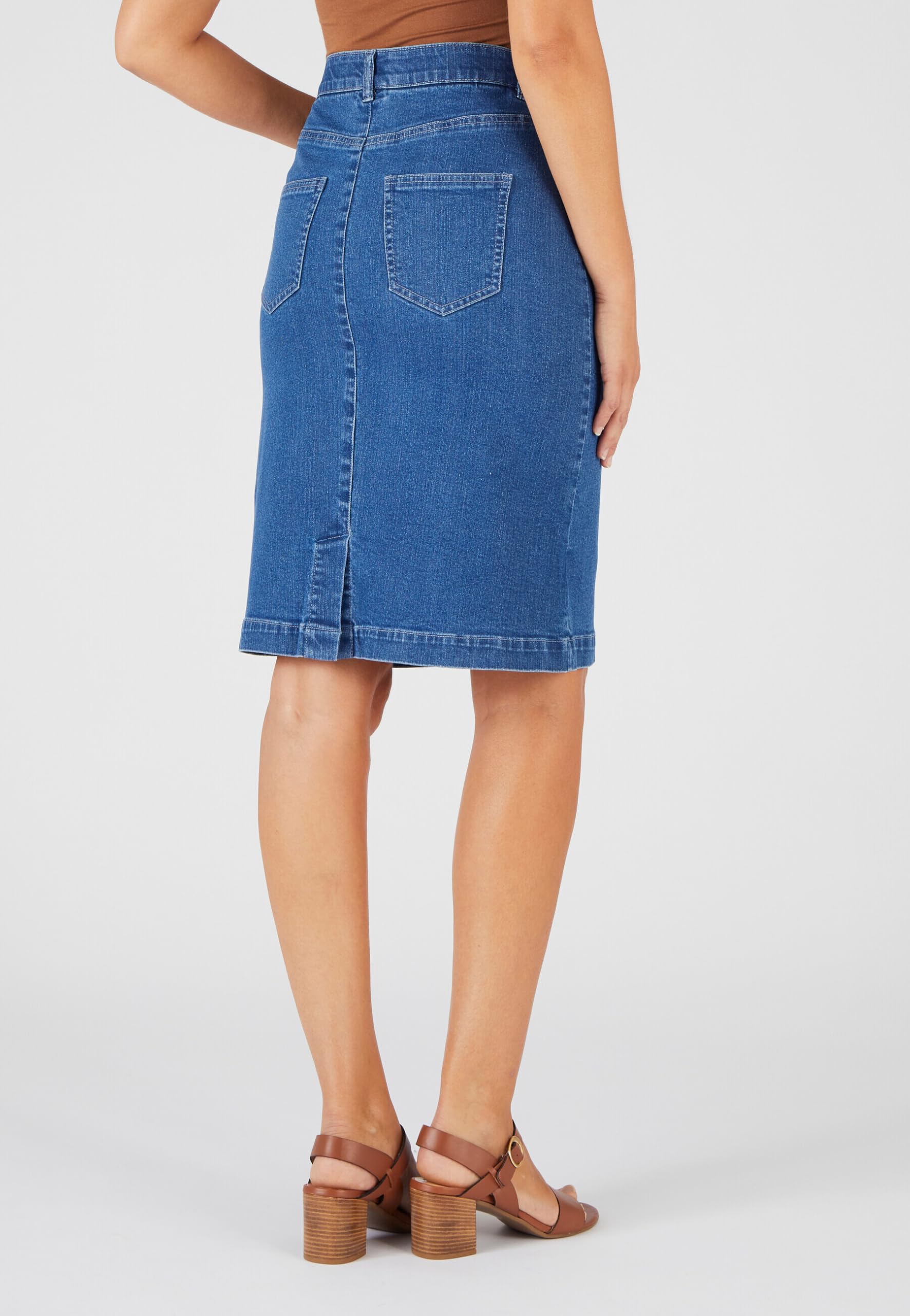 Damart Prêt-à-porter Gonna dritta in jeans donna blu denim medio 52