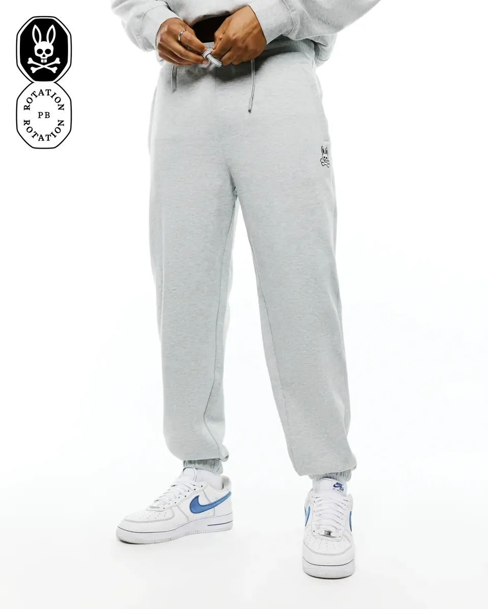 Psycho Bunny Men's Pants TERRENCE MB0800092 pantaloni tuta grigio felpati