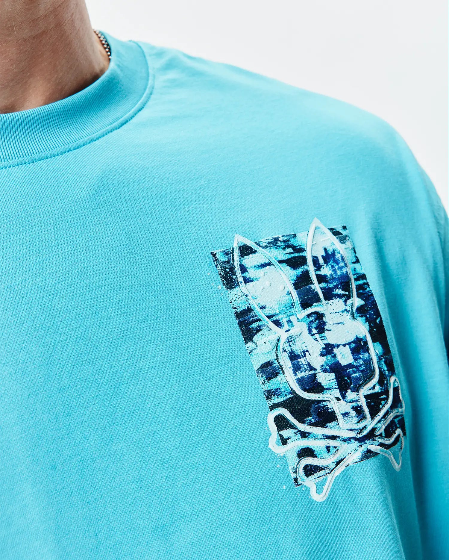 Psycho Bunny Men's Tees Isaac Oversized Tee maglietta Maui Blue cotone
