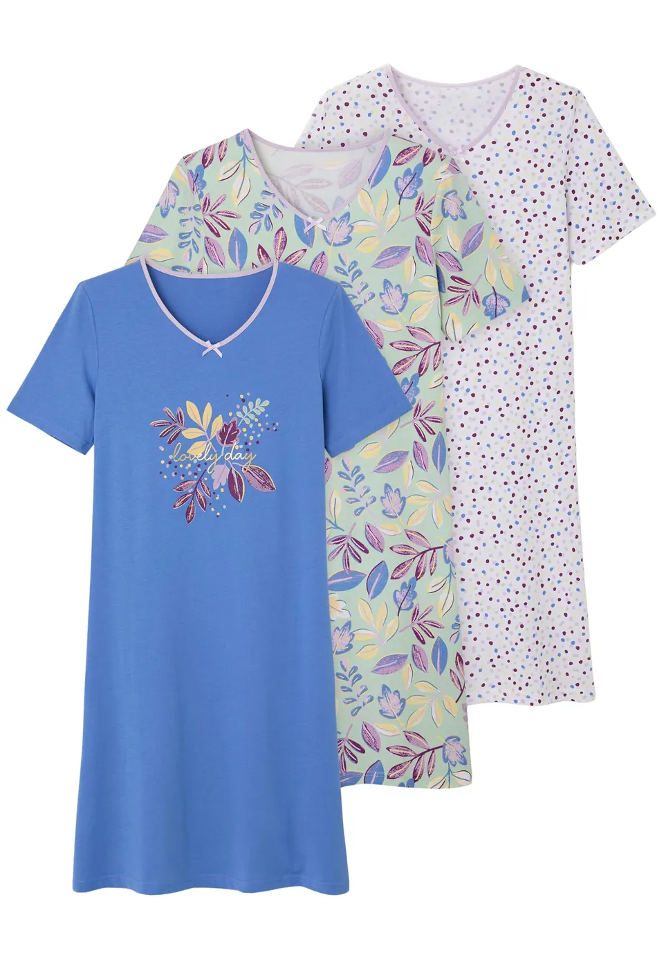 Damart Homewear Set di 3 camicie da notte L 97 cm donna cotone biologico