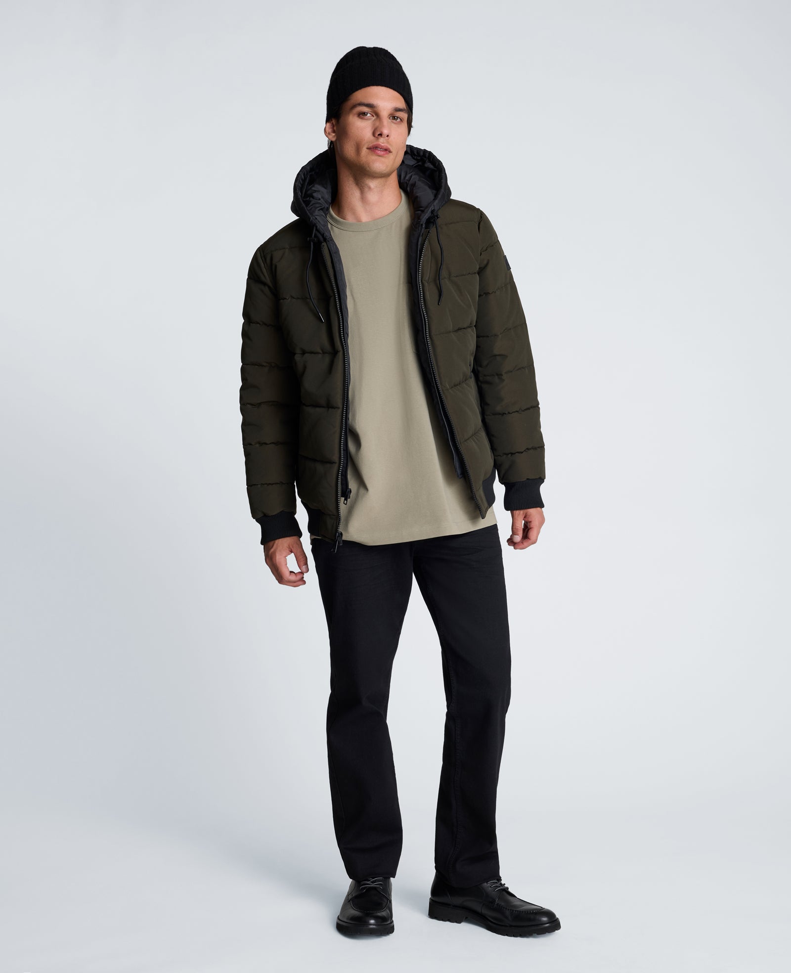 Kenneth Cole Reaction Oxford Hood Bomber Jacket giacca verde S con cappuccio