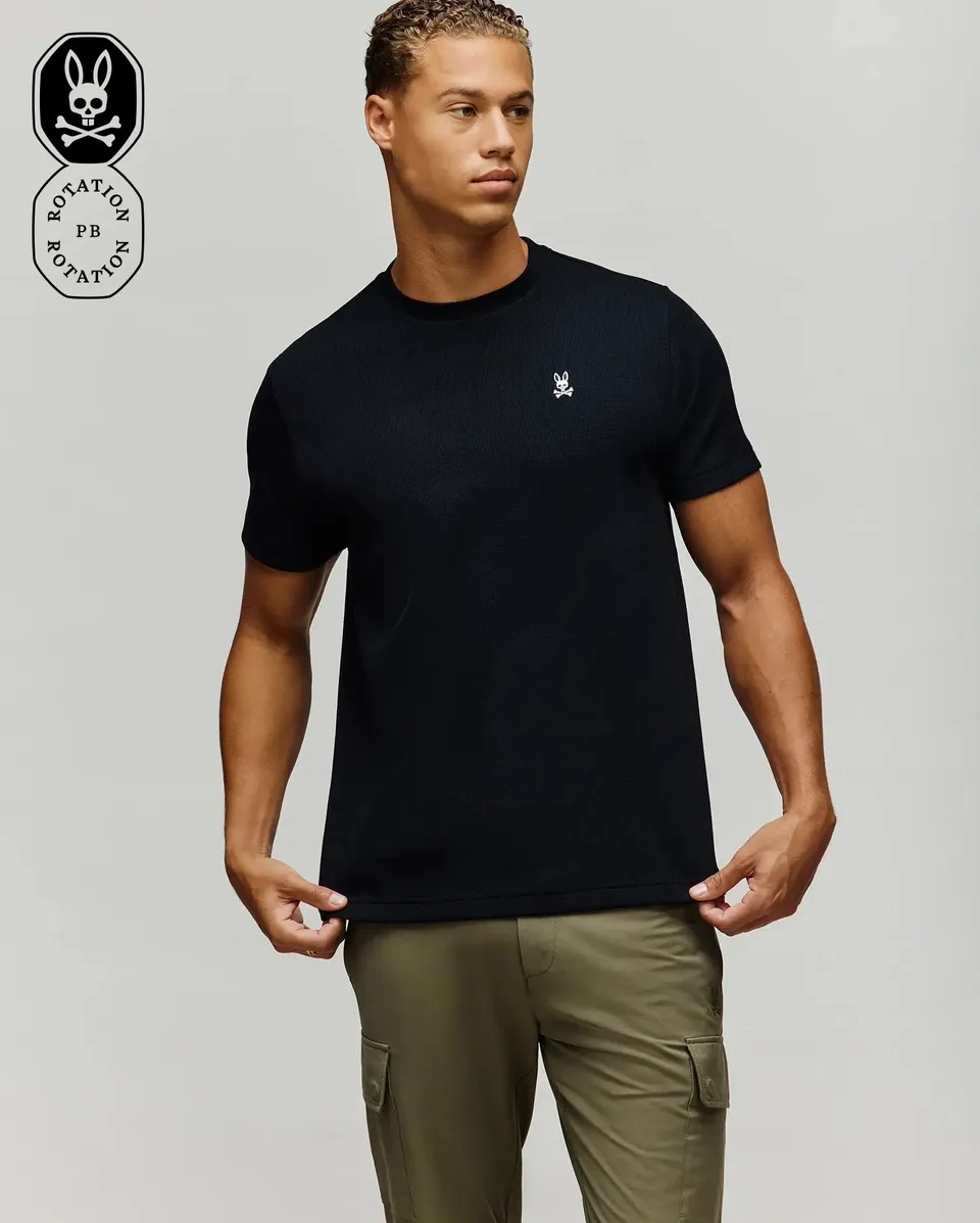 Psycho Bunny Men's Tees Maxton Waffle Tee MT0200325 T-shirt nera