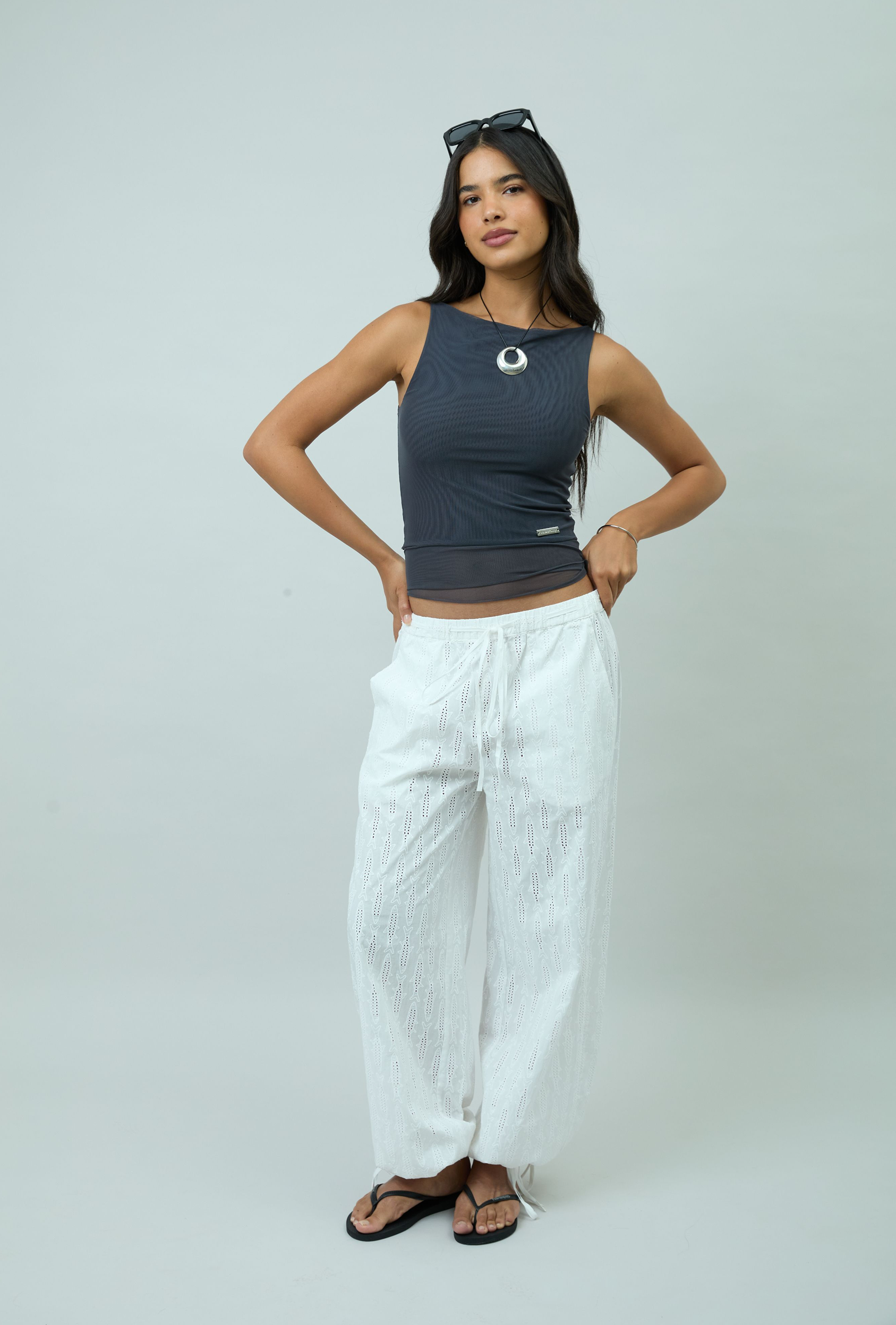 House Of Sunny Womens Tops CHARCOAL DOUBLE LAYER SECOND SKIN TOP top UK 6–18 in mesh