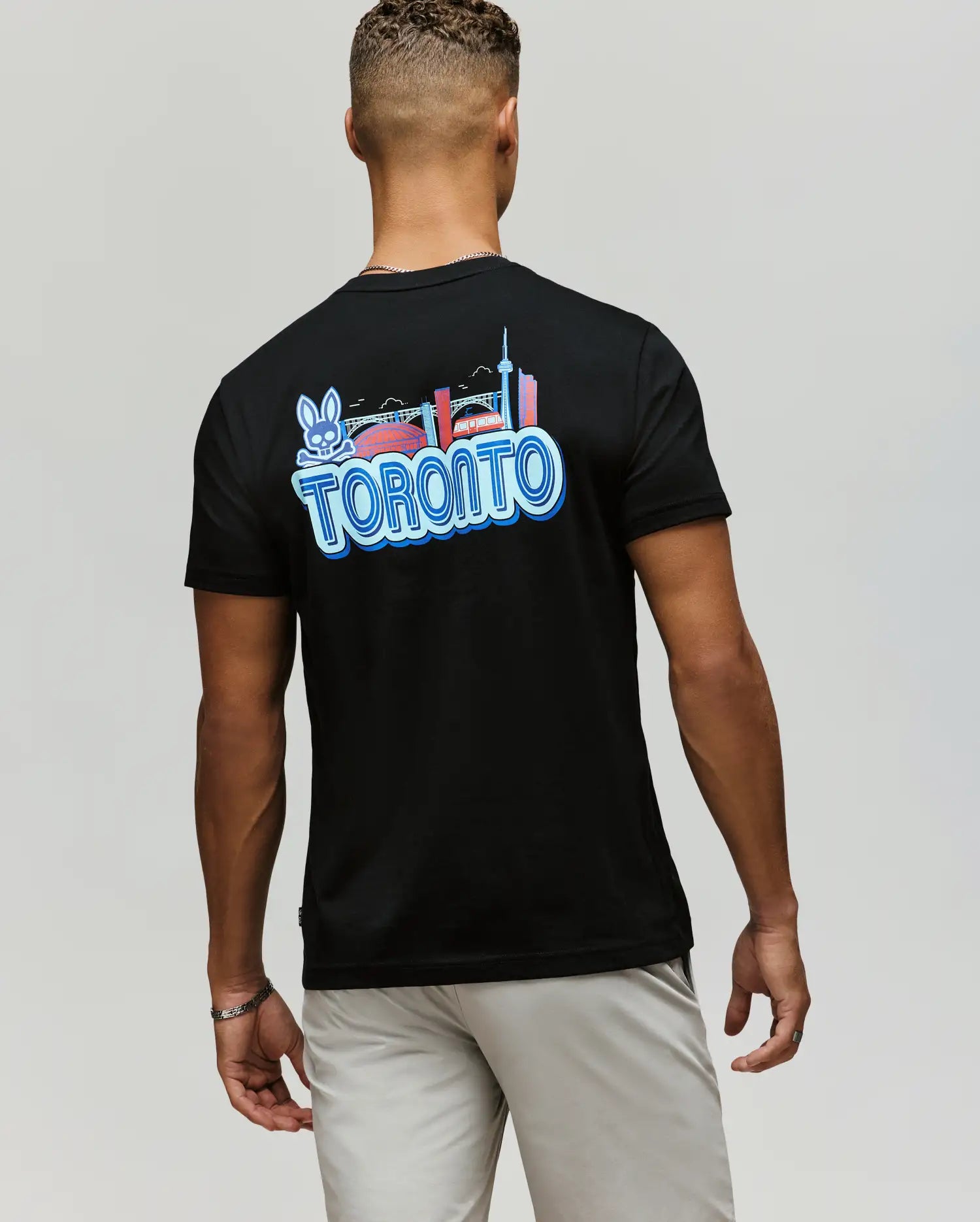 Psycho Bunny Men's Tees Toronto B6U383F200 t-shirt nera cotone Pima
