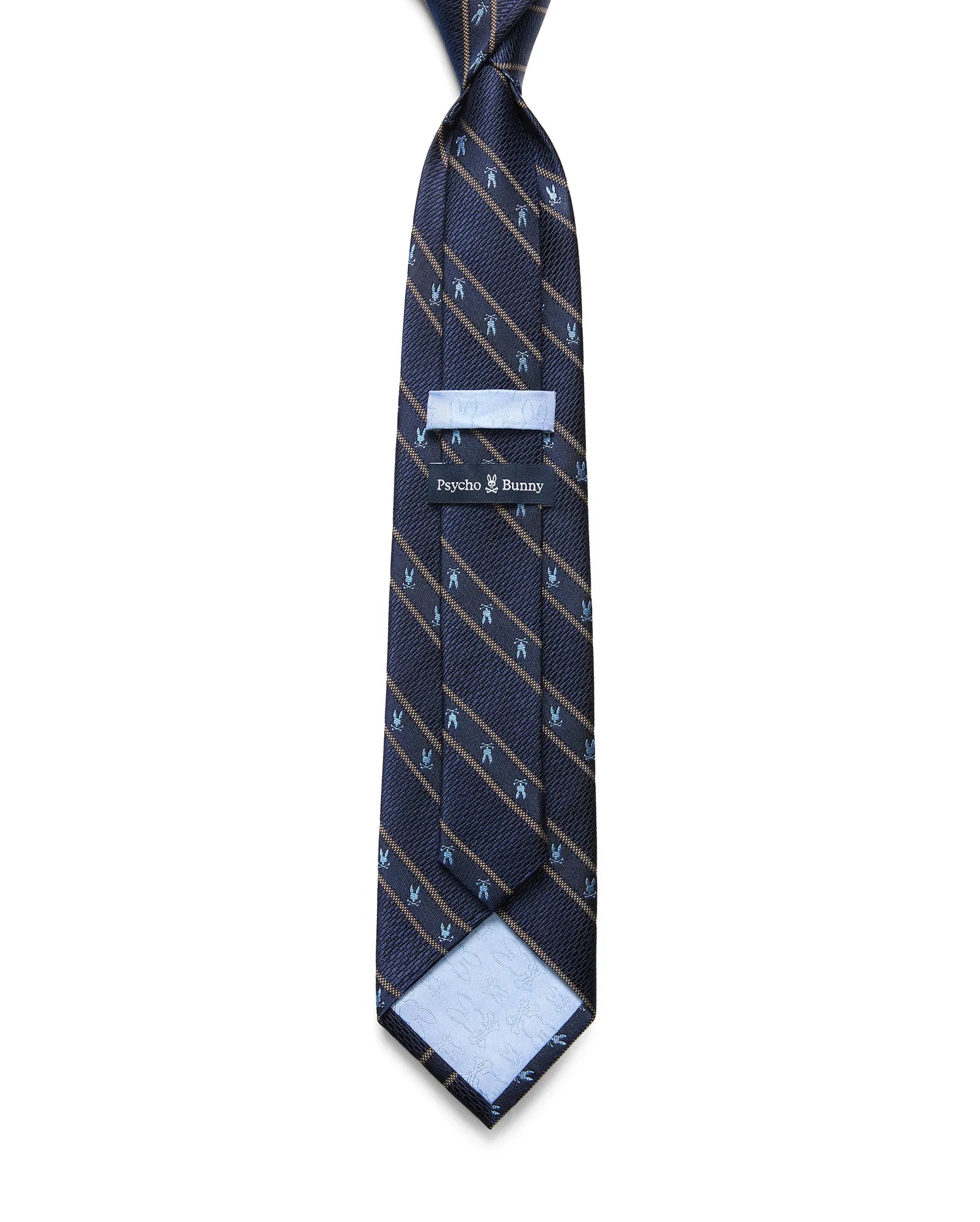Psycho Bunny Accessories Bunny Stripe cravatta in seta blu navy