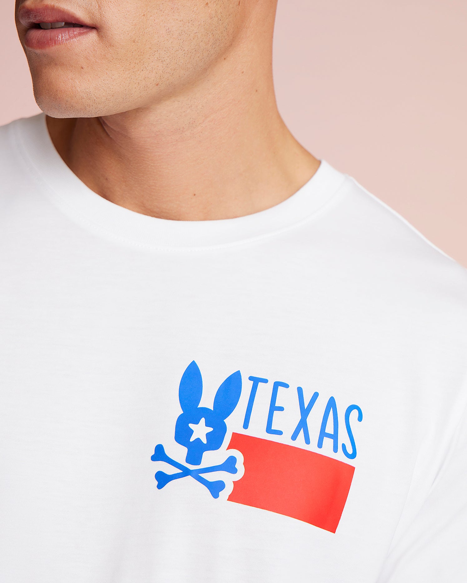 Psycho Bunny Men's Tees Texas Tee T-shirt bianca in cotone Pima