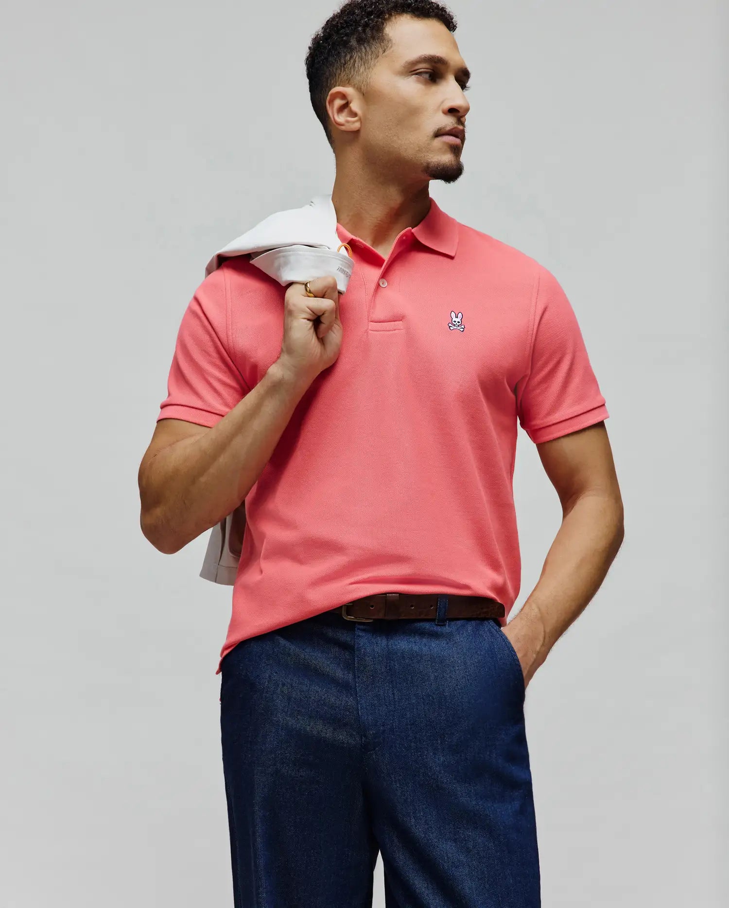 Psycho Bunny Men's Polos Classic Pique Polo B6K001F200 polo corallo in piqué