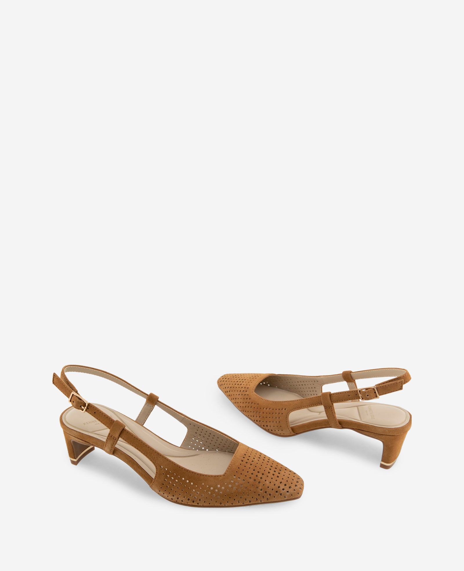 Kenneth Cole Reaction Shoes Marbella Perforated Suede Slingback Heel slingback marrone