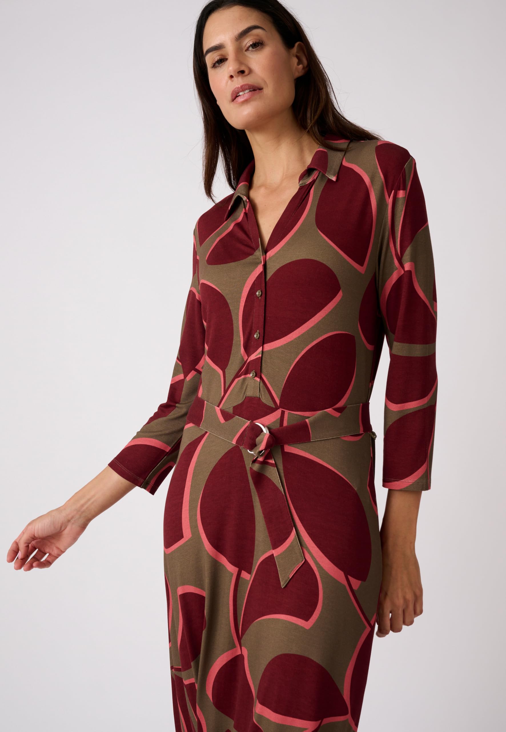 Damart Prêt-à-porter Abito in maglia stretch svasato verde 38-40