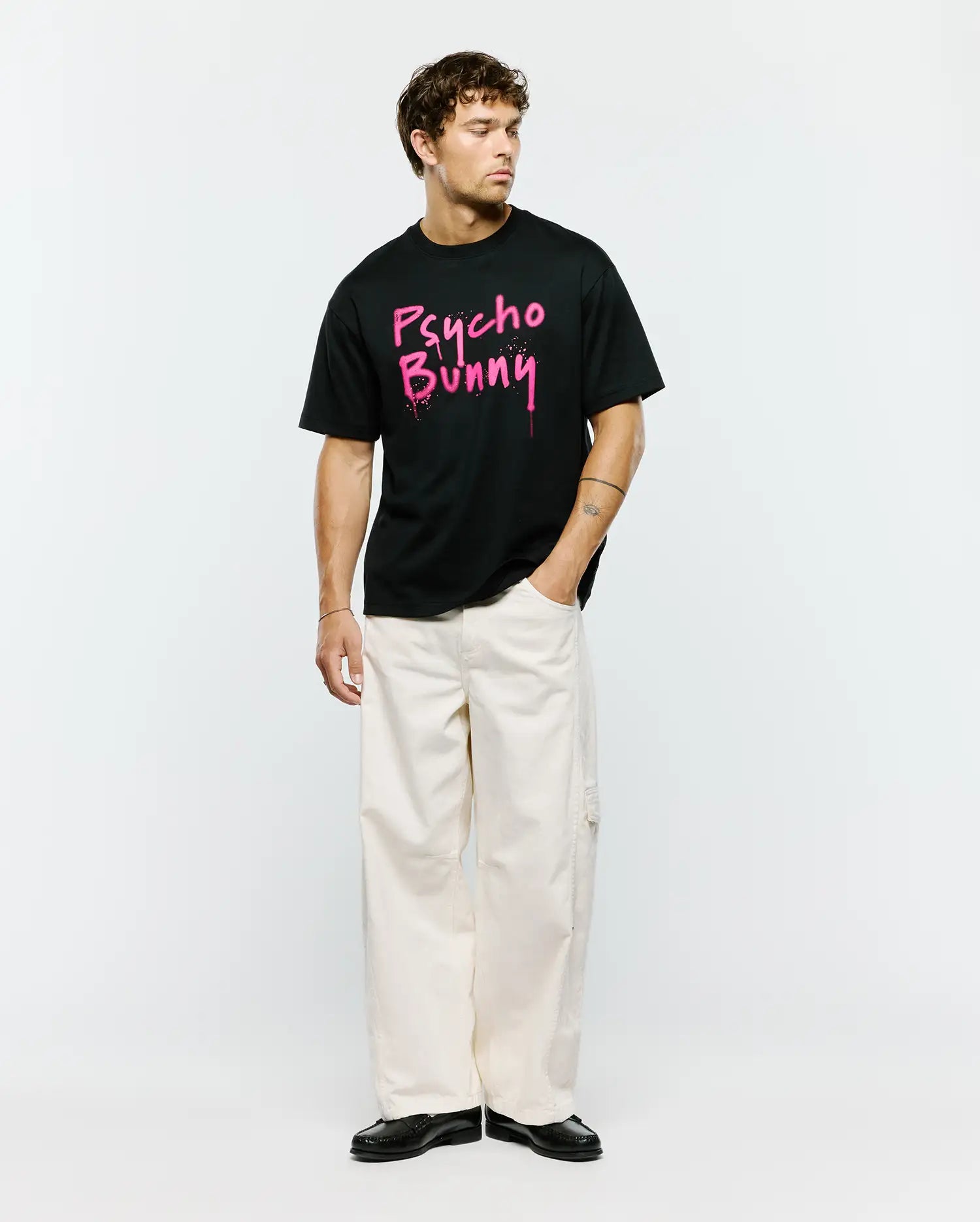 Psycho Bunny Men's Tees MENS DUNCAN OVERSIZED TEE - MT0200312 t-shirt nera oversize