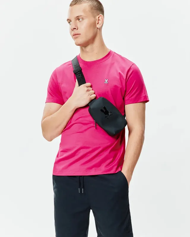 Psycho Bunny Men's Tees Classic Crew Neck Tee B6U014F200 maglietta rosa Yarrow XXS–XXXL in cotone Pima