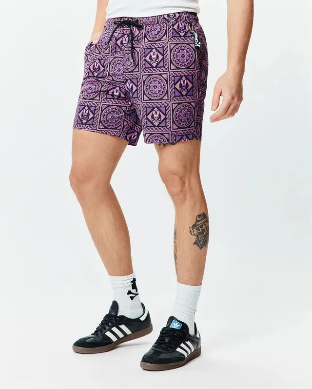 Psycho Bunny Men's Swimwear Frank Swim Trunk 6" MB1000081 costume nero