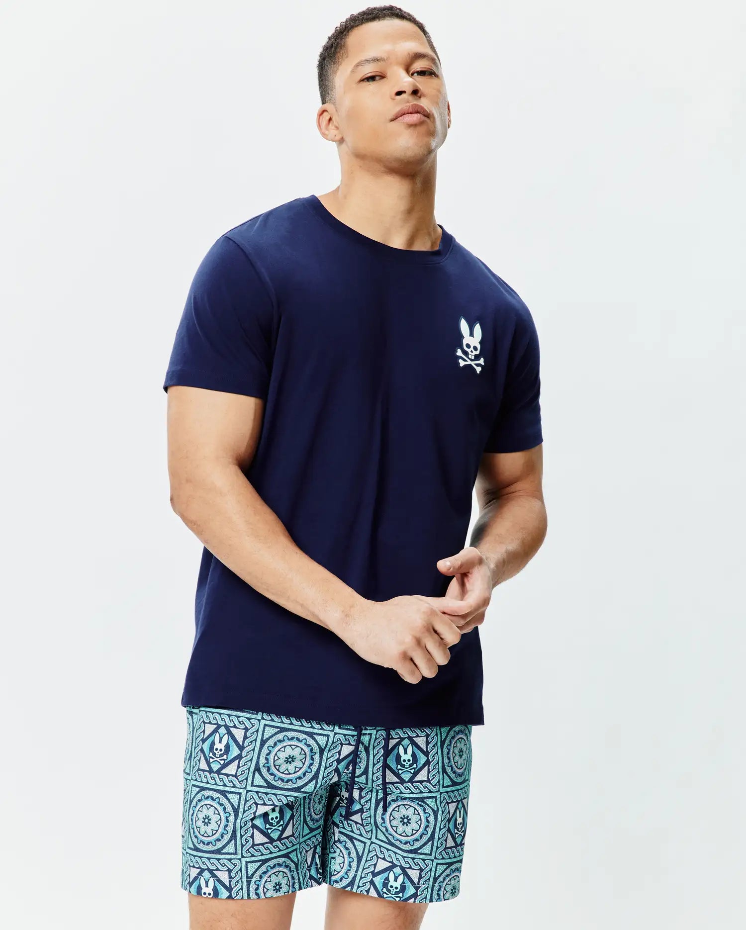 Psycho Bunny Men's Tees Frank Back Graphic Tee MT0200293 T-shirt blu